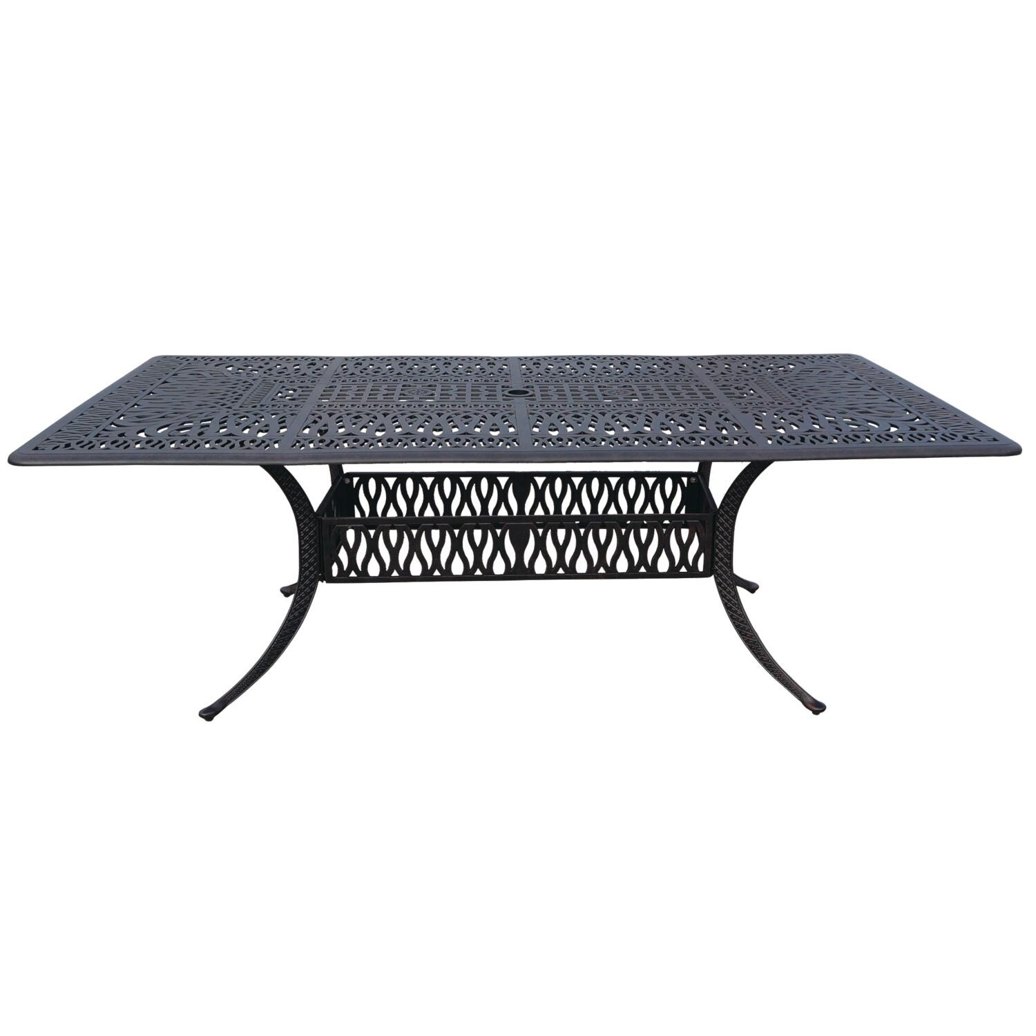 Darlee DL2052-9PC-707XLD Santa Monica 9 Piece Cast Aluminum Patio Dining Arm Chair Set W/ 84 X 42 Inch Rectangular Table & Sesame Cushions - Dining Table thumbnail