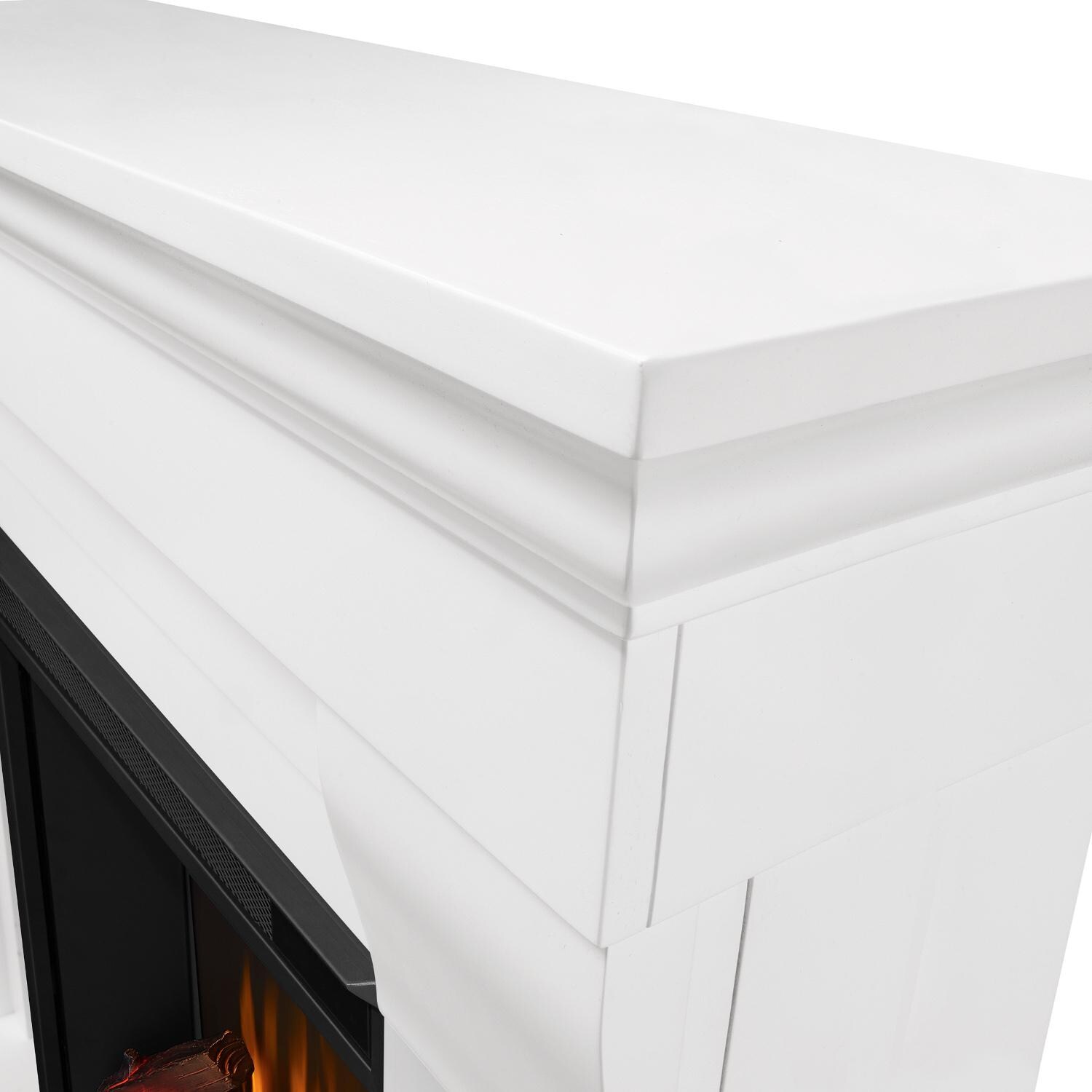 Real Flame - 5910E-W - Chateau 40-Inch Electric Fireplace With Mantel - White - Corner Detail thumbnail