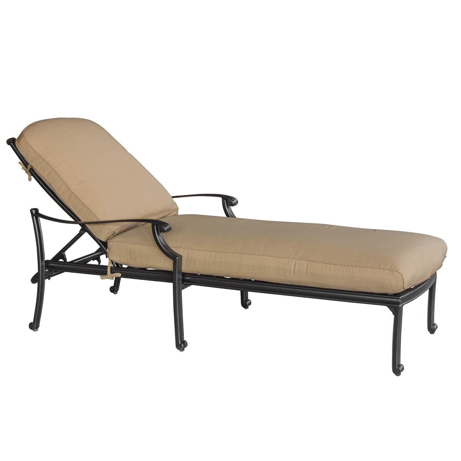 Bocage Cast Aluminum Patio Chaise Lounge W/ Sunbrella Heather Beige Cushion By Lakeview Outdoor Designs thumbnail
