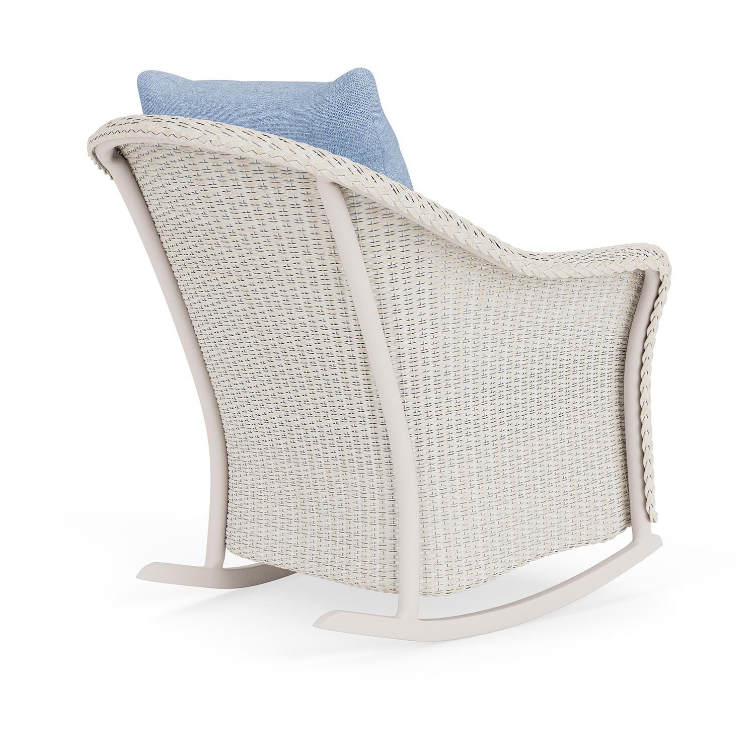 Lloyd Flanders Weekend Retreat Lounge Rocker in Antique White Finish W/ Demo Skyway Fabric - Back Right thumbnail