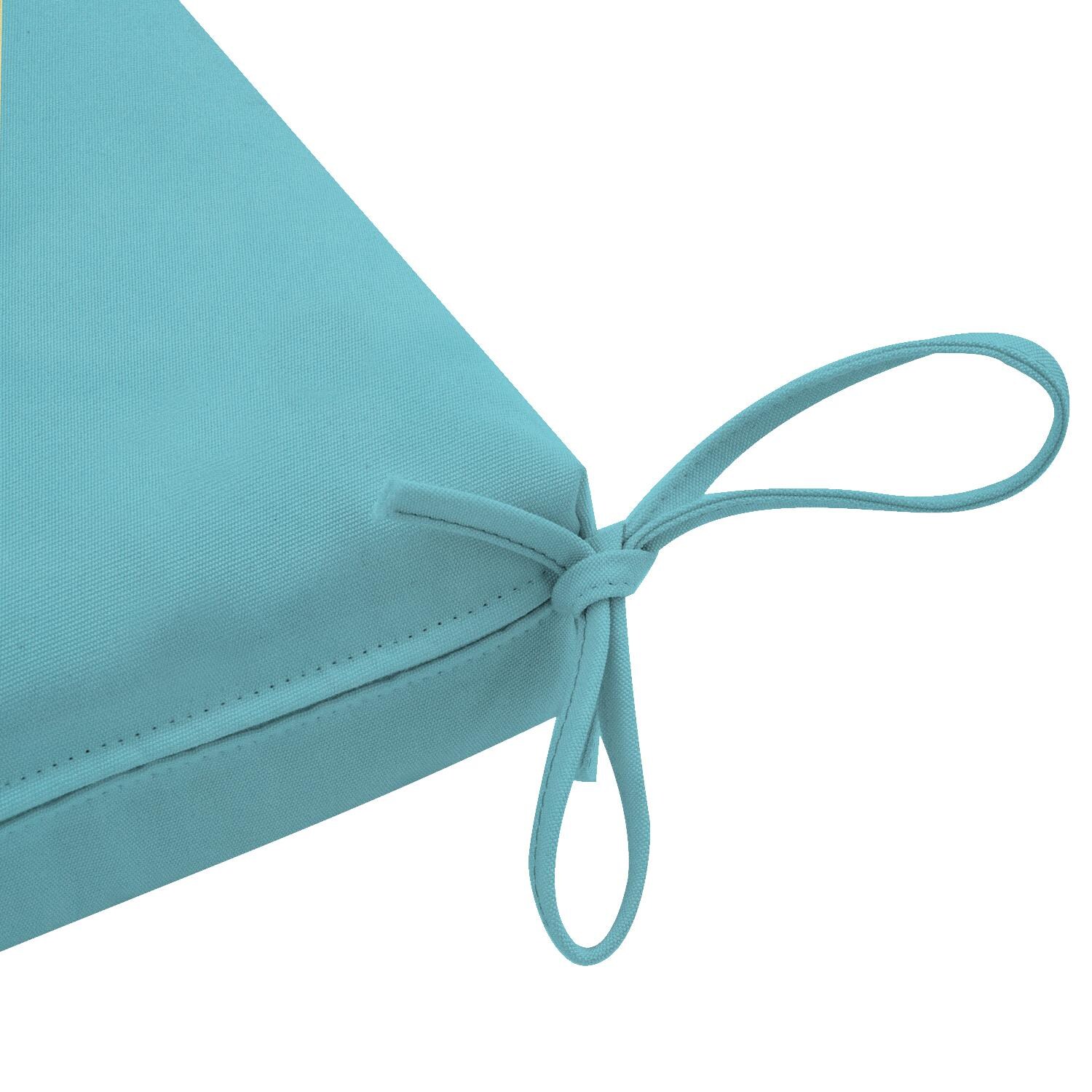 Sunbrella Canvas Aruba Large Outdoor Replacement Bench Cushion W/ Knife Edge By UltimatePatio.com - Tie Detail thumbnail