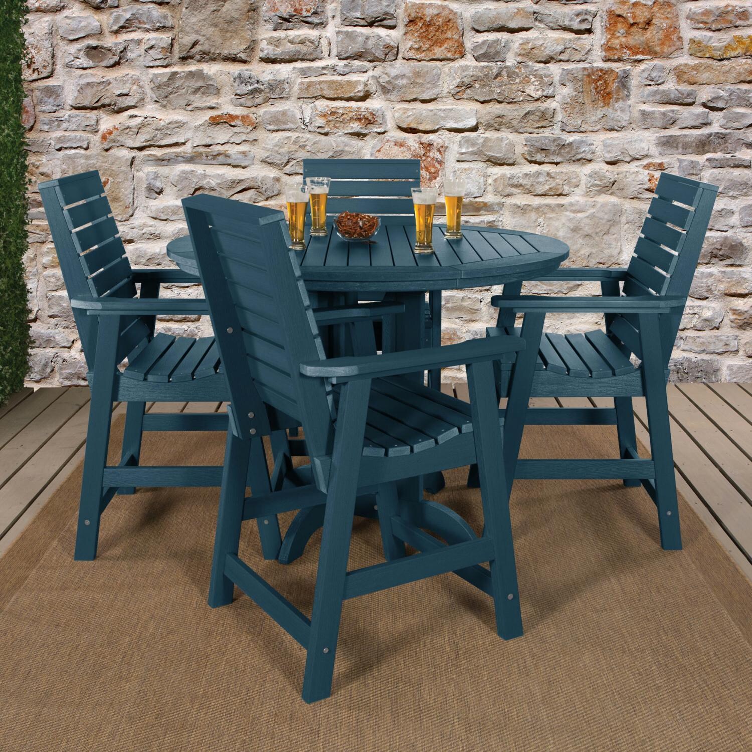Lakeview Elm Pointe 5 Piece Round Counter Height Dining Set - Nantucket Blue - Dining Set - Lifestyle thumbnail