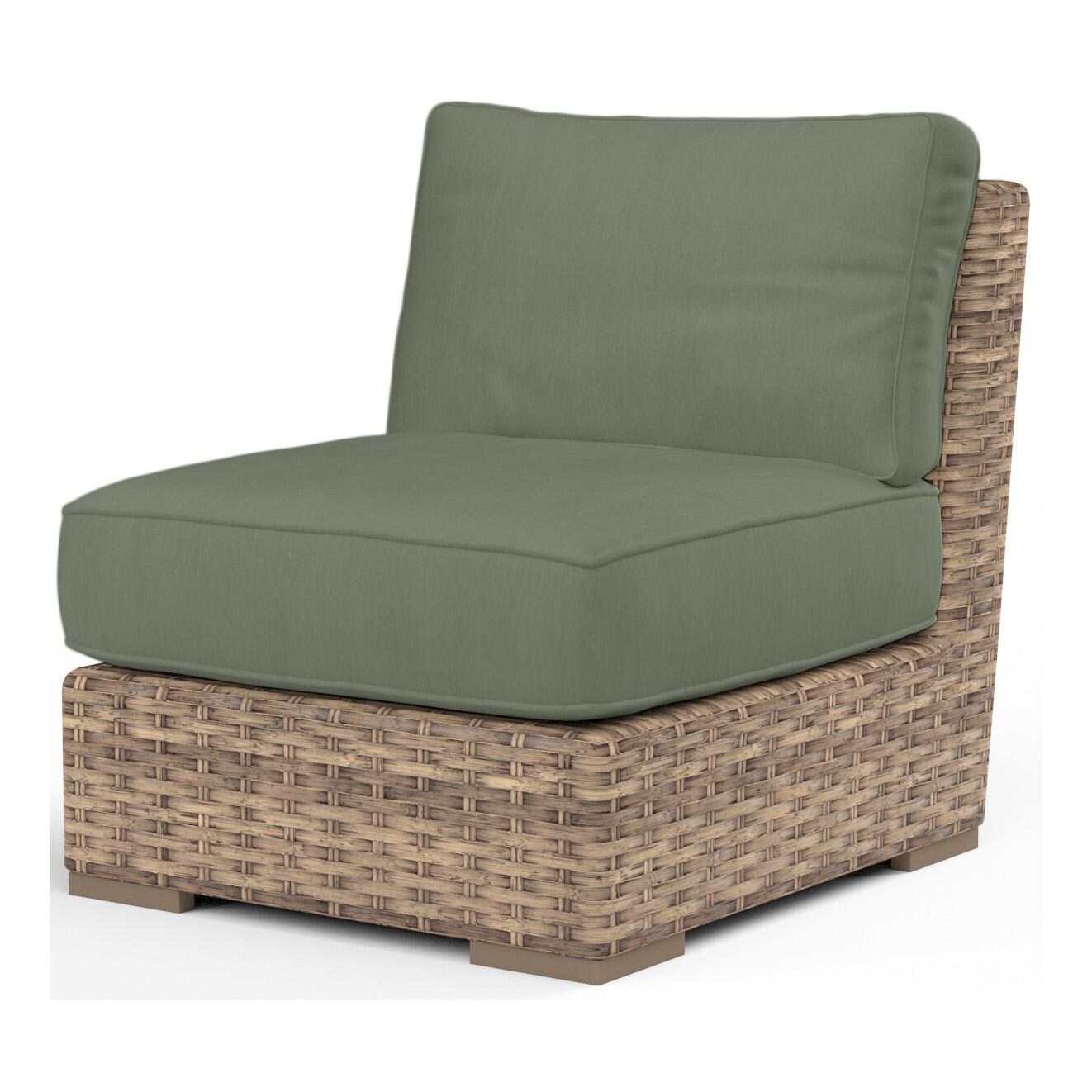 Havana Wicker Armless Club Chair in Tobacco/Cast Sage by Sunset West - White Background thumbnail