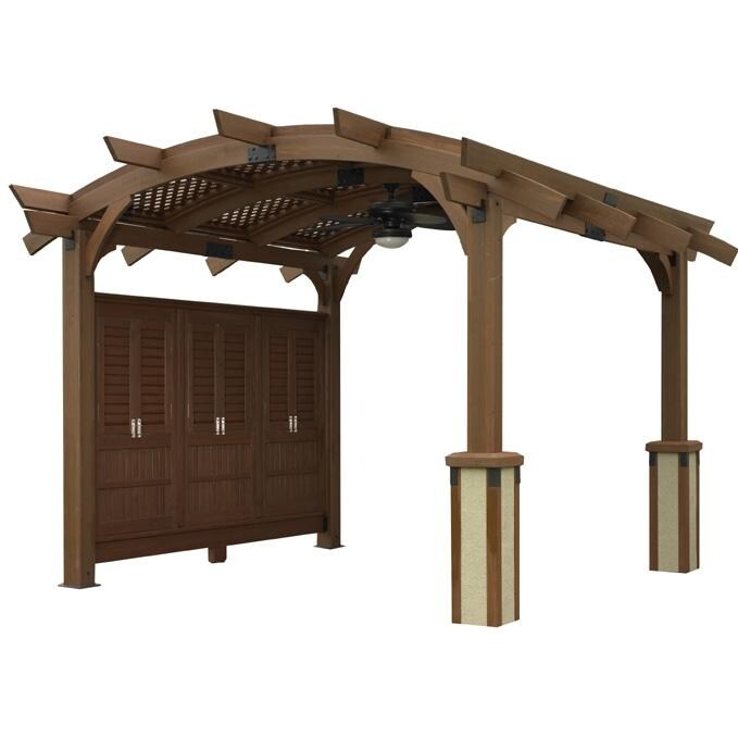 Outdoor GreatRoom Company Sonoma 14 X 14 Arched Douglas Fir Pergola - Mocha W/ Stucco Post Base (Set Of 4)