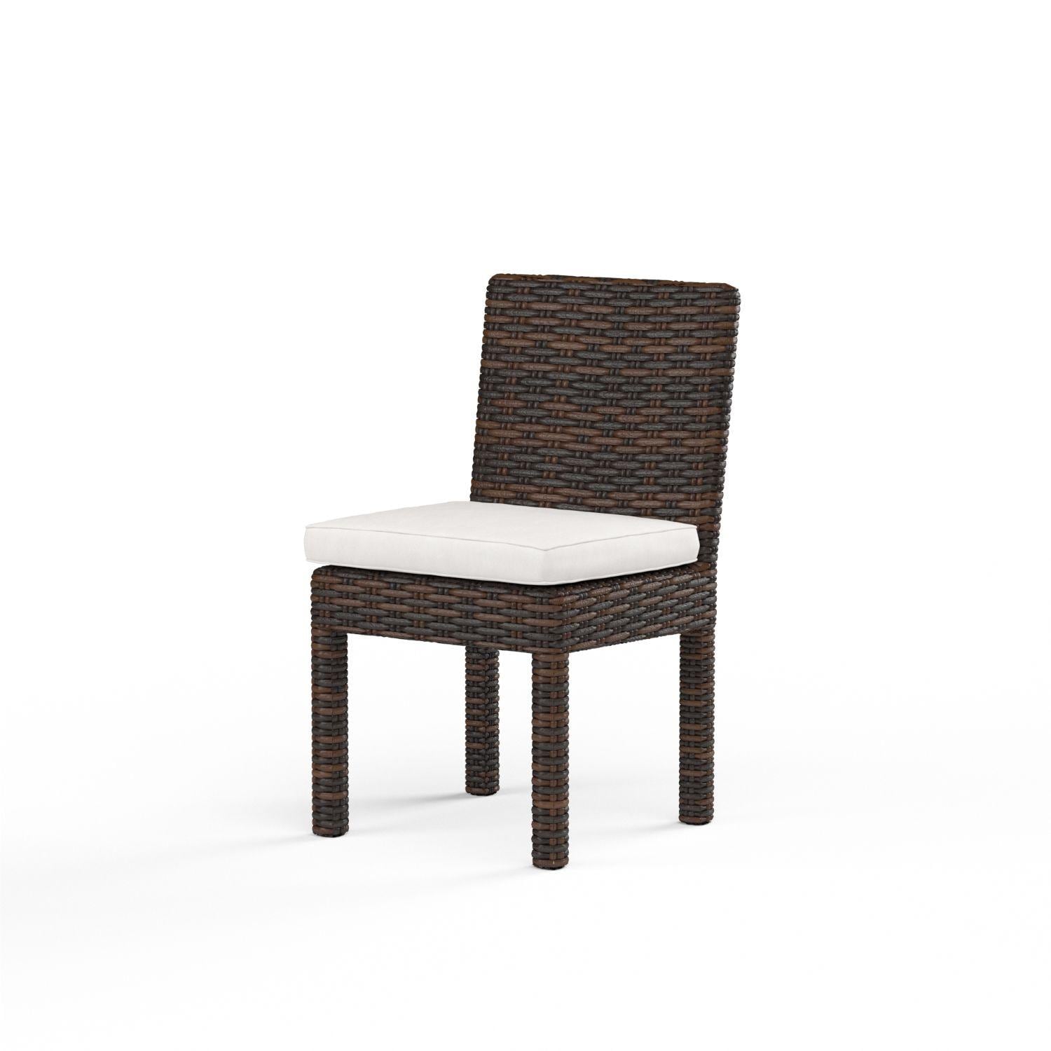 Montecito Wicker Patio Dining Side Chair W/ Sunbrella Canvas Flax Cushion By Sunset West