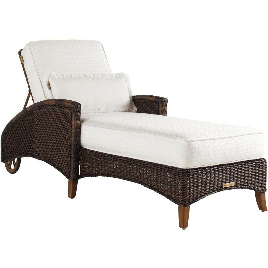 Island Estate Lanai Wicker Patio Chaise Lounge W/ Sunbrella Fabric By Tommy Bahama image