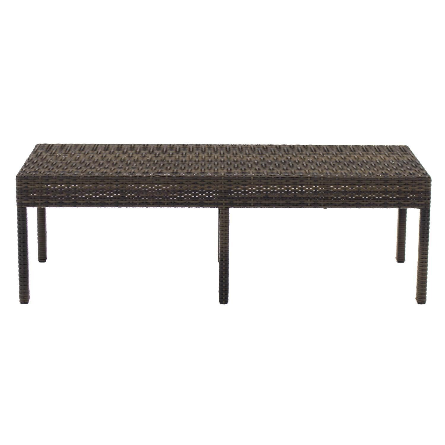 Gentilly 52 Inch Wicker Patio Bench W Sunbrella Antique Beige