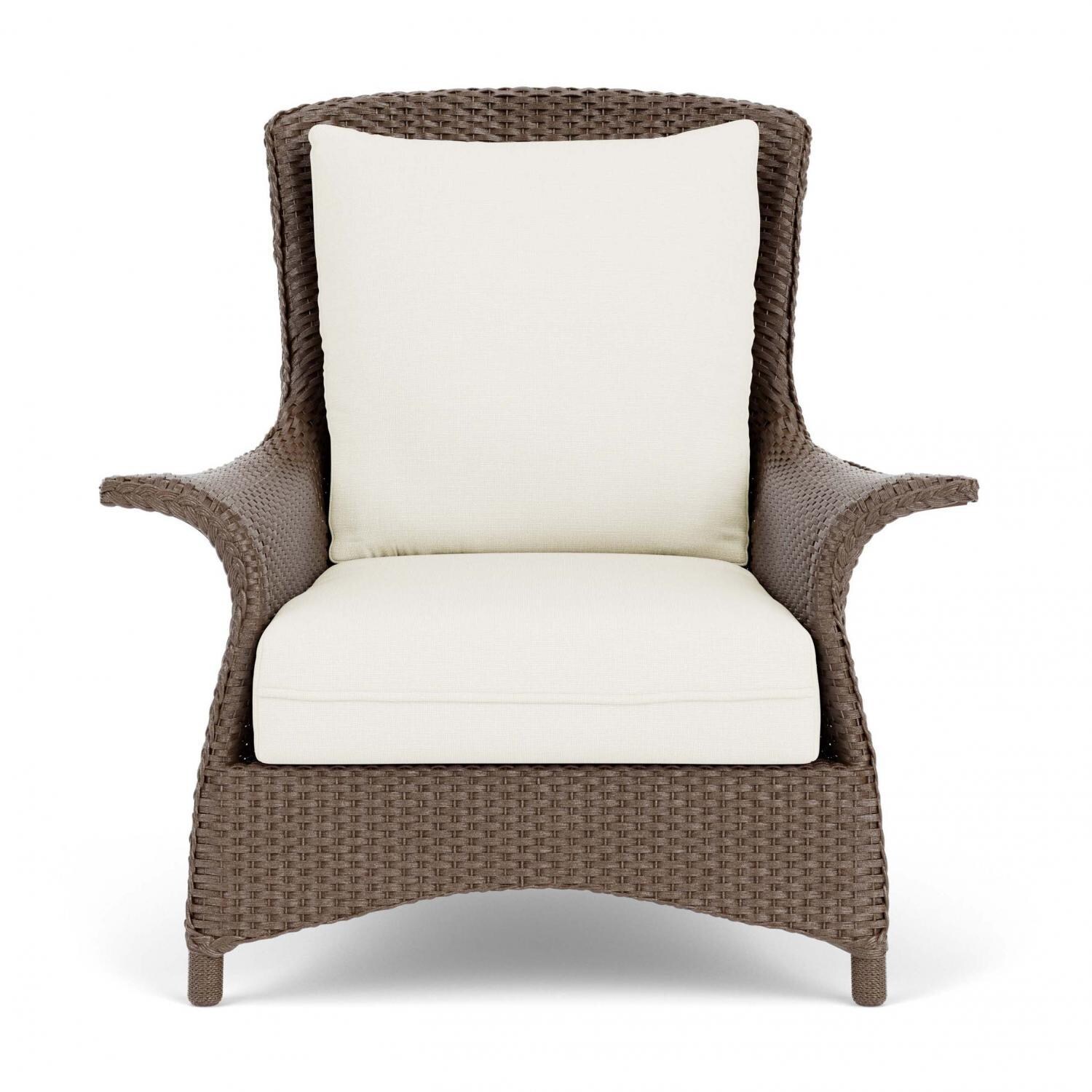 Lloyd Flanders Mandalay Lounge Chair in Bark Finish with Sailcloth Salt Fabric thumbnail