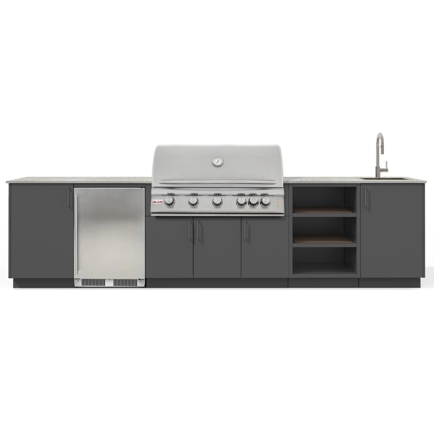 Urban Bonfire Breeze 40 Outdoor Kitchen w/ Blaze LTE Natural Gas Grill, Sink, Refrigerator, Keon Dekton Countertop & Anthracite Finish - B-Breeze-40-Blaze-Keon-Anthracite