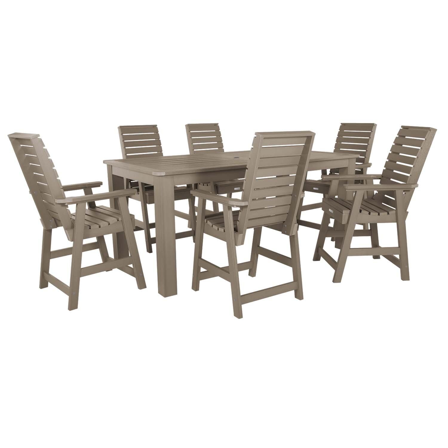 Elm Pointe 7 Pc Recycled Plastic Counter Height Dining Set In Woodland Brown by Lakeview - White Background thumbnail
