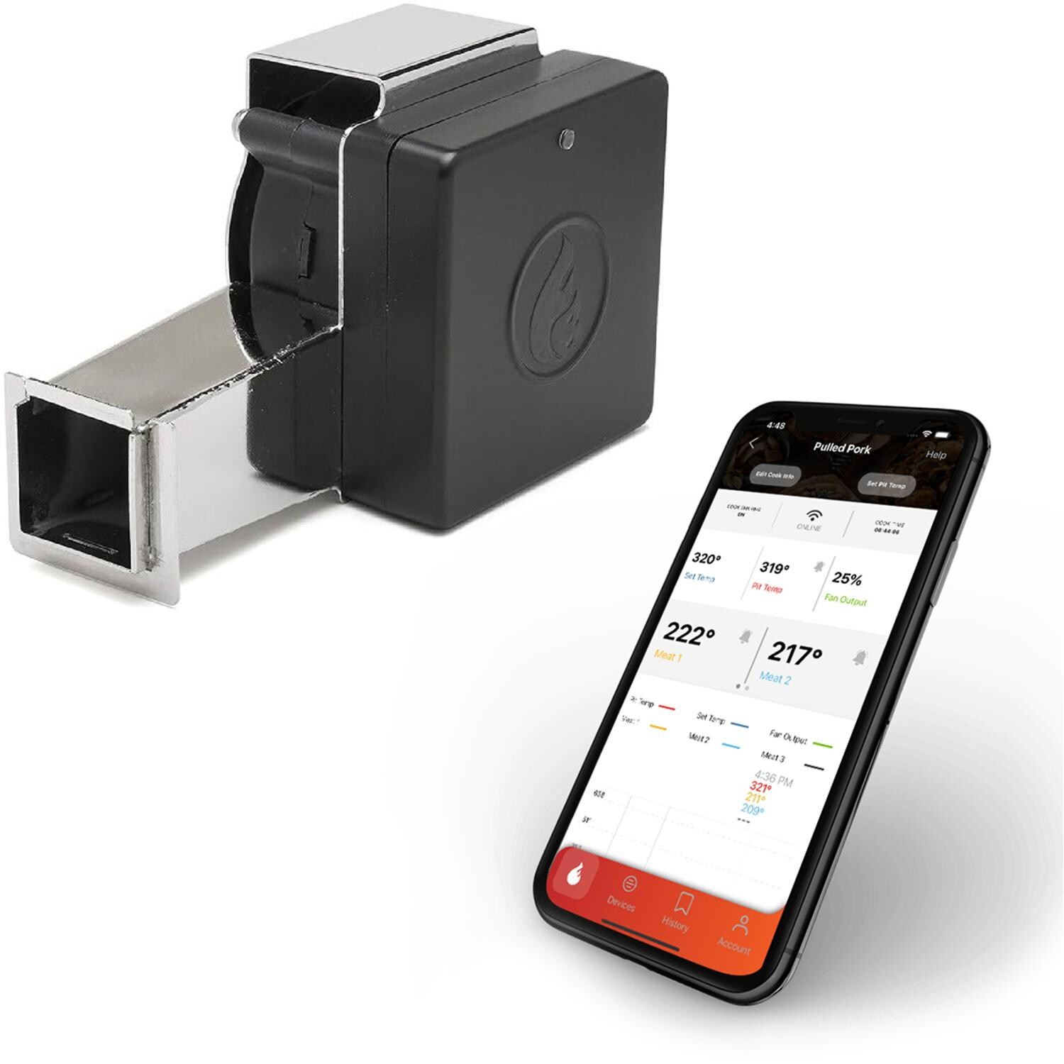 Flame Boss FB400-K WiFi Smoker Controller W/ Kamado Adapter Kit - App - White Background thumbnail