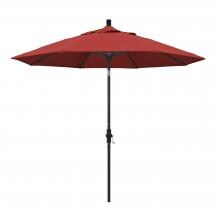 California Umbrella 9 Ft. Octagonal Aluminum Collar Tilt Patio Umbrella W/ Crank Lift & Aluminum Ribs - Stone Black Frame / Olefin Red Canopy