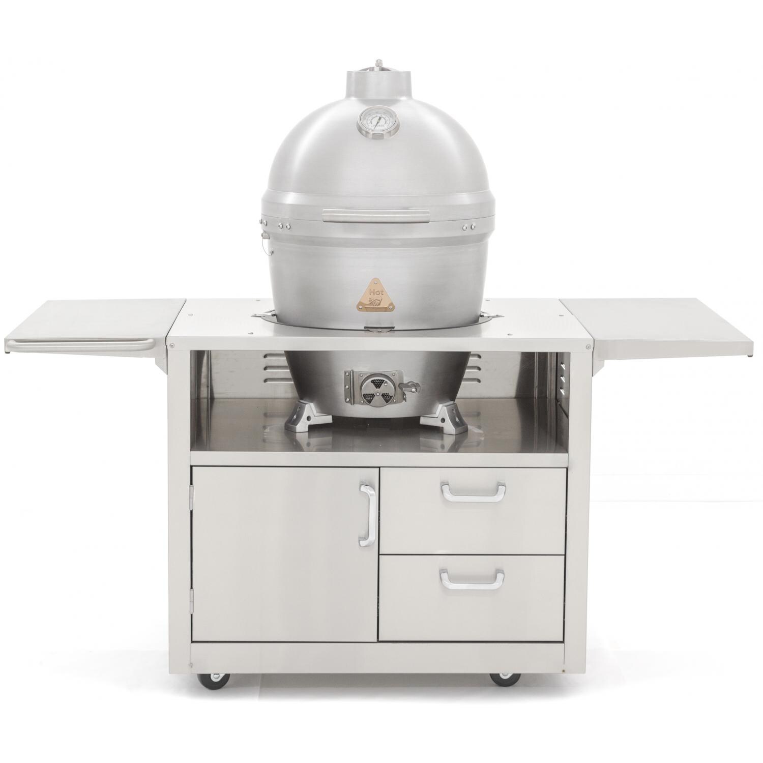 Blaze 20-Inch Cast Aluminum Kamado Grill On Deluxe Stainless Steel Cart - BLZ-20-KAMADO