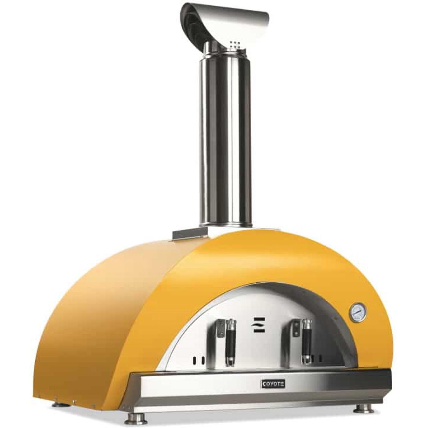 Coyote C1PZ40WY Duomo Wood-Fired Pizza Oven - Yellow - Left Angle - White Background thumbnail