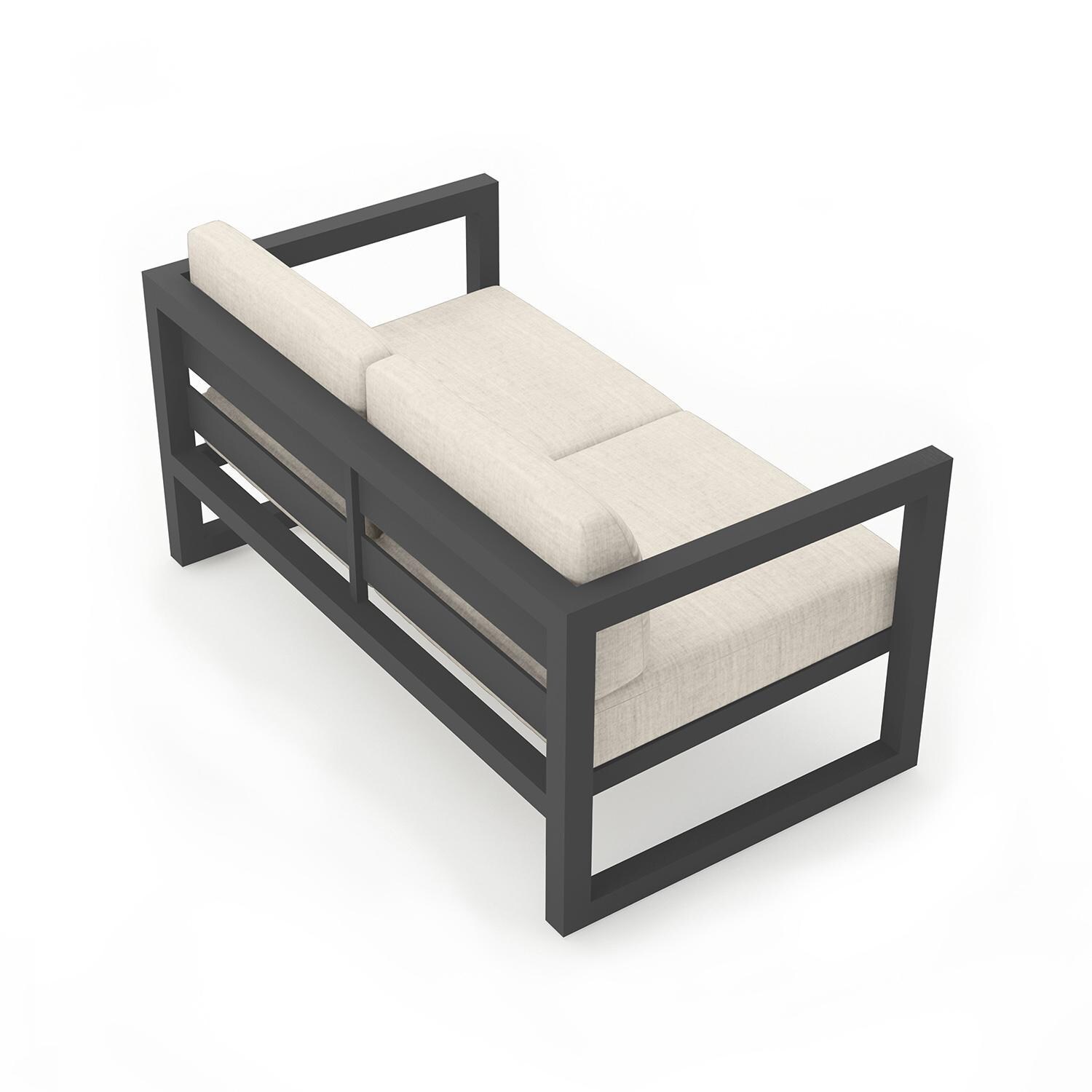 Misty Cove 2 Person Loveseat in Slate w/Cast Silver Cushions by Lakeview - Back Angle View - White Background thumbnail