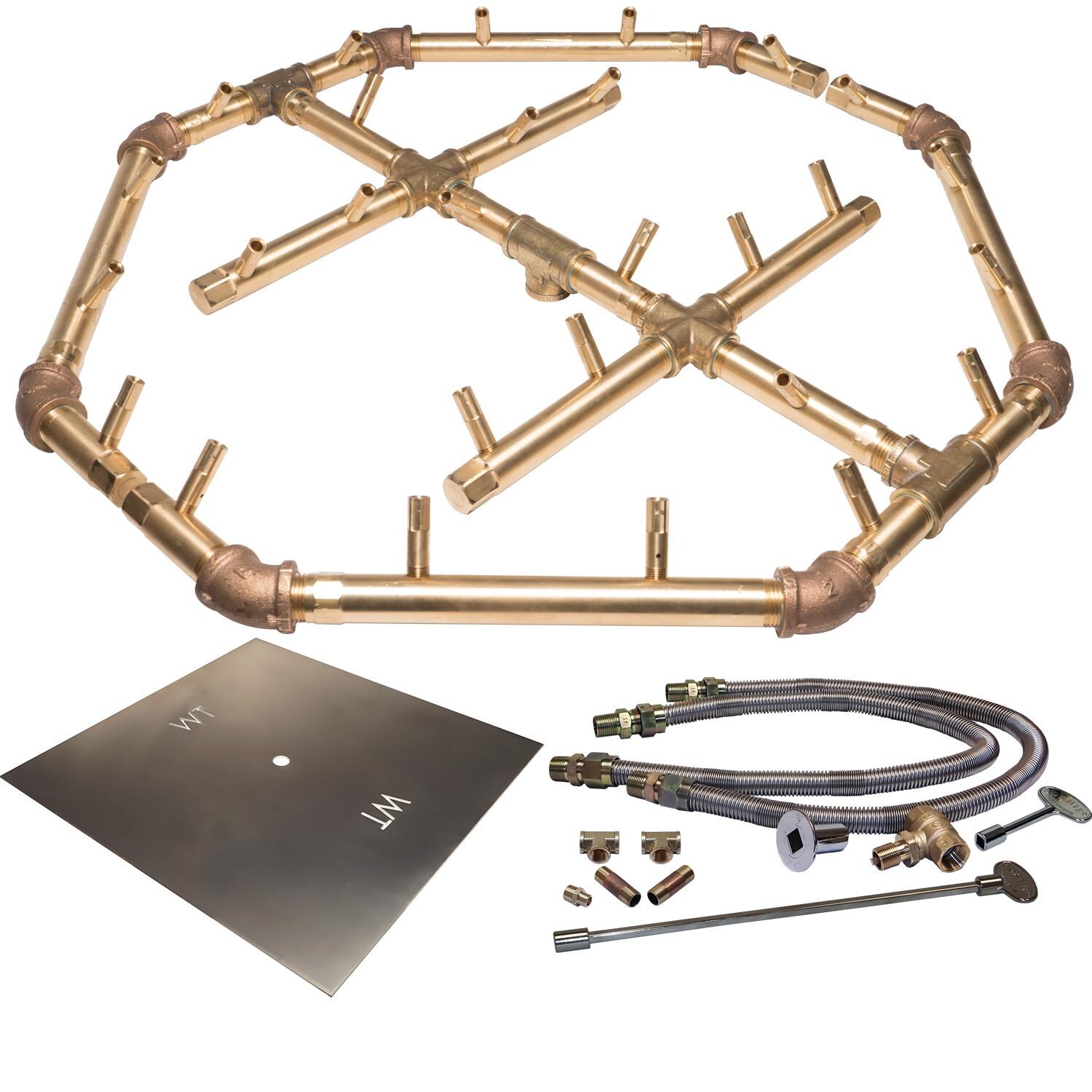 Warming Trends CFBO280NGALPL30SFK2 30-Inch Square Natural Gas Fire Pit Burner Kit W/ 22.75 X 21.75-Inch Octagonal Crossfire Brass Burner - Match Light Ignition thumbnail