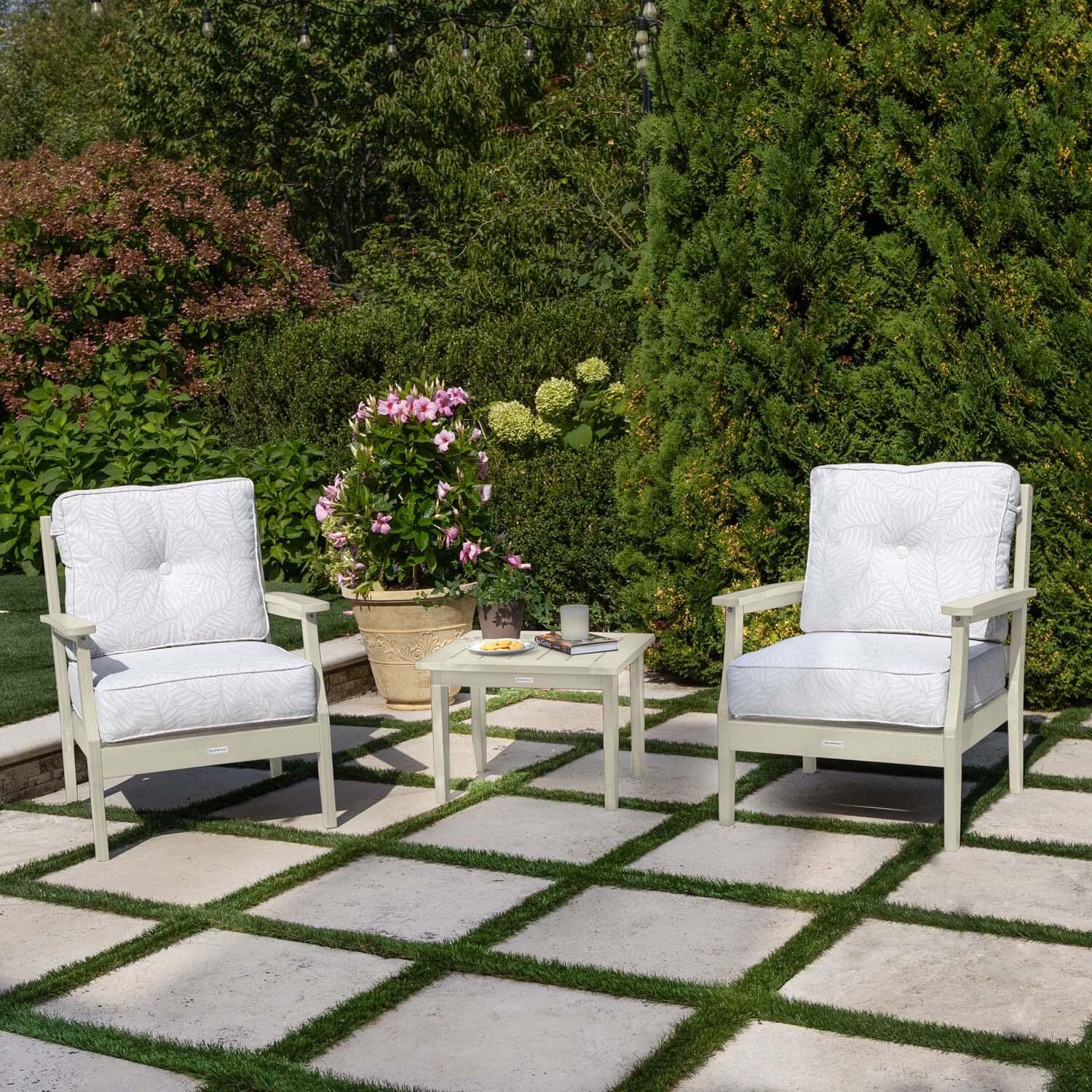 Blushing Bay 3 Pc Recycled Plastic Seating Set in Lively Parchment/Whitewash by Lakeview Outdoor Designs - Lifestyle thumbnail