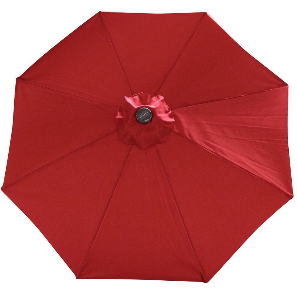 Ultimate Patio 9 Ft. Solar Lighted Octagonal Patio Umbrella W/Crank - Red Canopy thumbnail