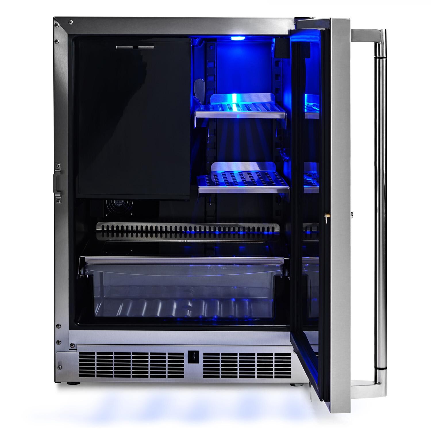 Lynx LN24REFC 24-in 4.9 Cu. Ft. Outdoor Refrigerator / Freezer w/ Lock - Door Open Right Hinge - White Background thumbnail