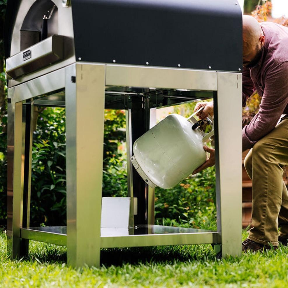 Fontana Forni FTROM-H-A + FTCART-XL Roma Hybrid Pizza Oven on Cart - Anthracite - Propane Storage - Lifestyle thumbnail