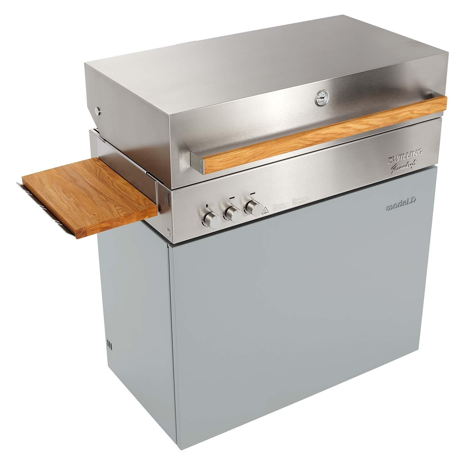 Flammkraft 1030979 Model D Natural Gas Grill - Light Grey - Shelf - White Background thumbnail