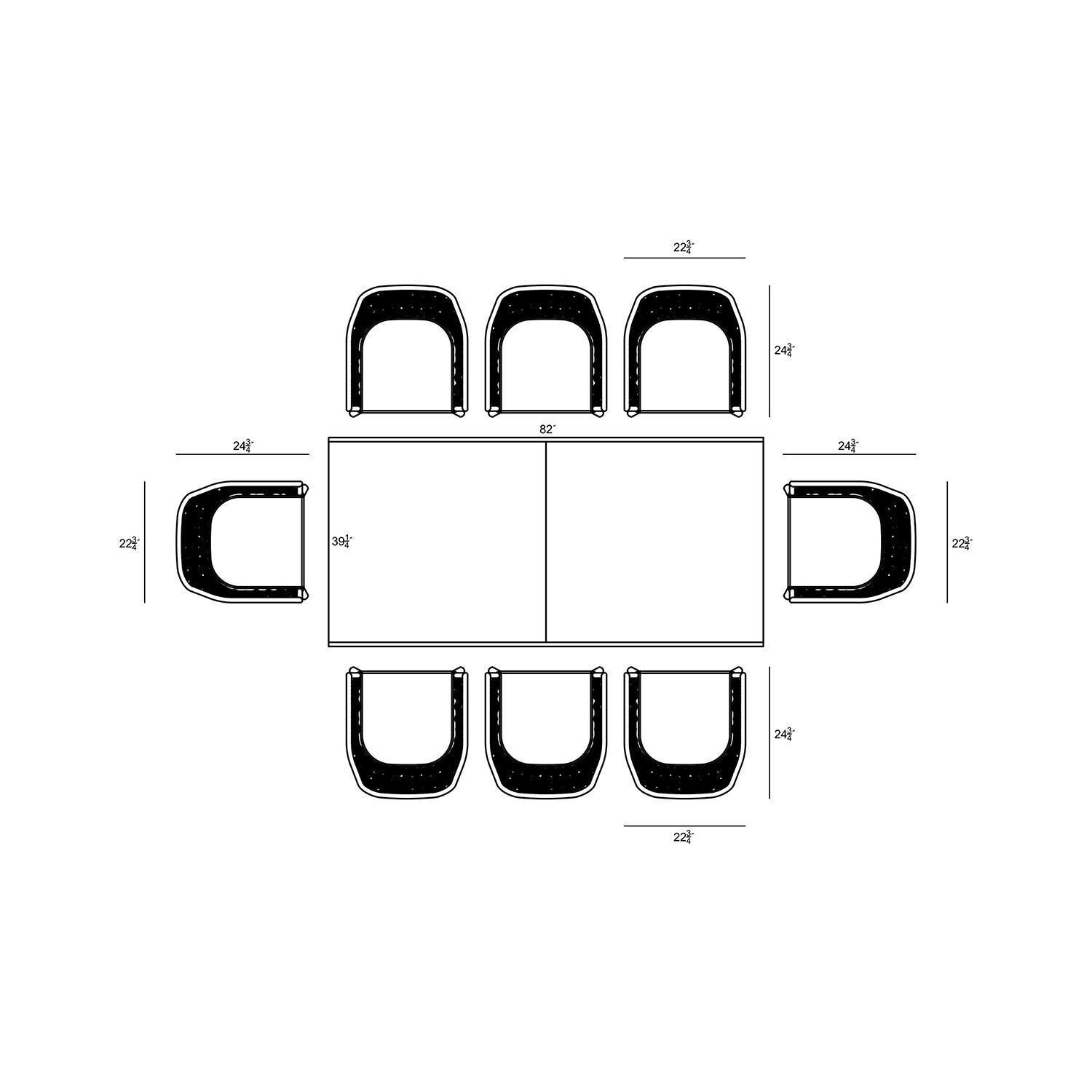 Chloe Bay 9 Pc Aluminum Extendable Dining Set in White/Concrete by Lakeview - Dimensional 2 thumbnail