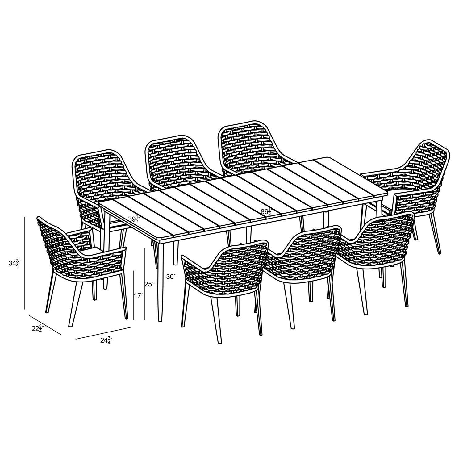 Chloe Bay 8 Seat Reclaimed Teak Patio Dining Set in Black by Lakeview - Dimensional thumbnail
