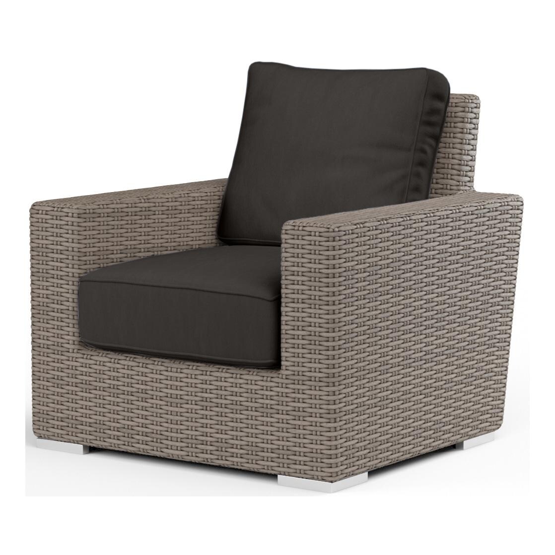 Coronado Wicker Club Chair in Driftwood/Spectrum Carbon by Sunset West - White Background thumbnail