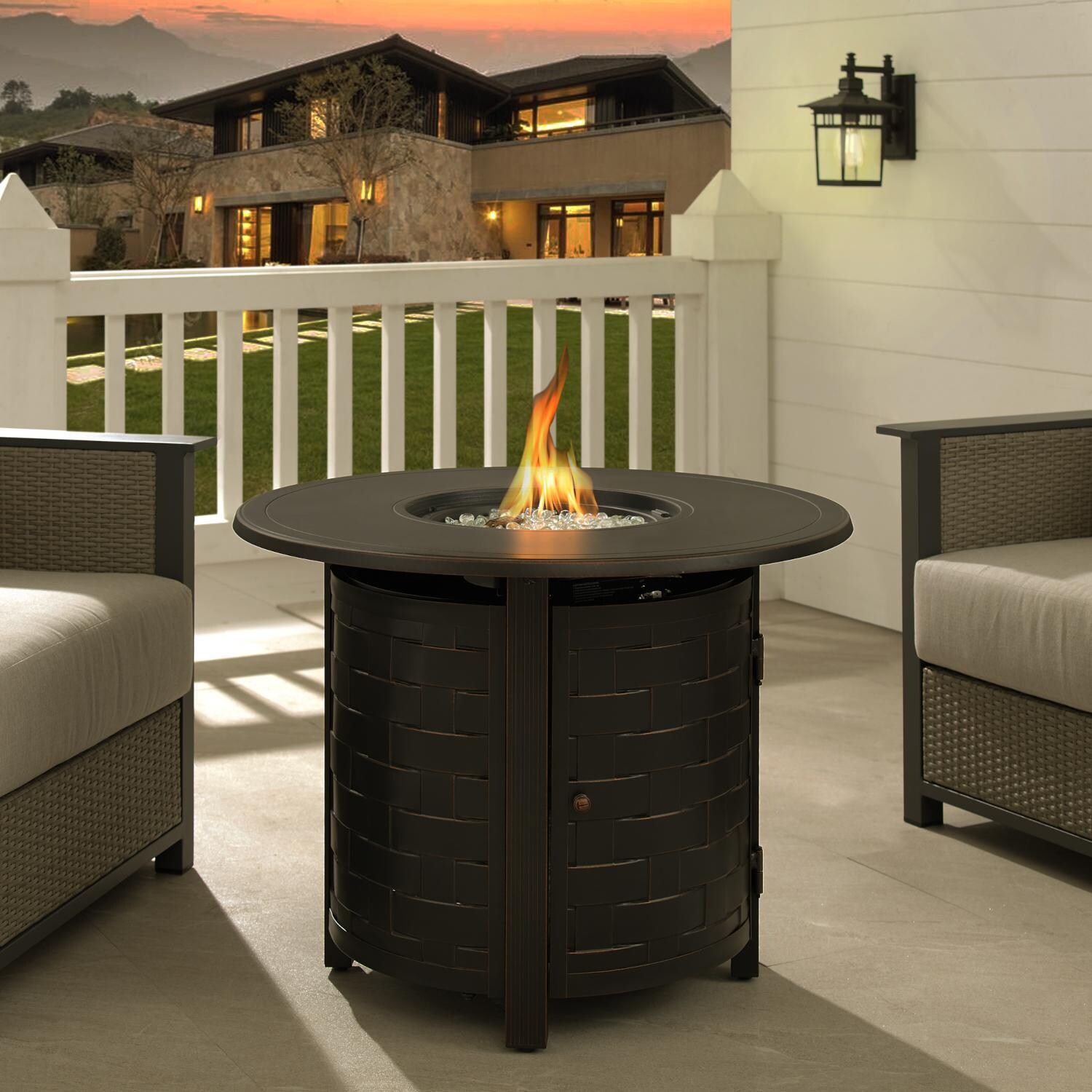 Ultimate Patio 63687-NG Magnolia Way 34-Inch Round Aluminum Natural Gas Fire Pit thumbnail