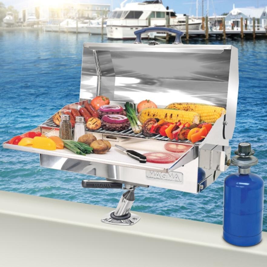 Magma A10-703 Marine Cabo Gas Grill on Single Mount - Installed on Boat (mount, shelf, & canister NOT included) thumbnail