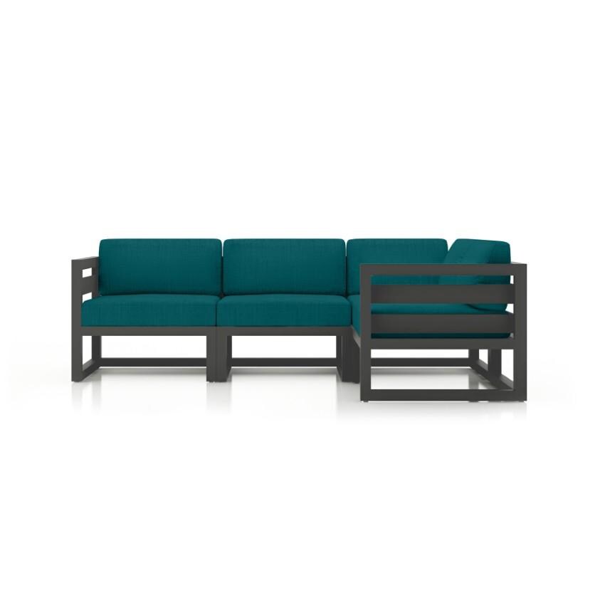 Misty Cove 4 Piece Sectional Set in Slate w/Spectrum Peacock Cushions by Lakeview - Side View - White Background thumbnail