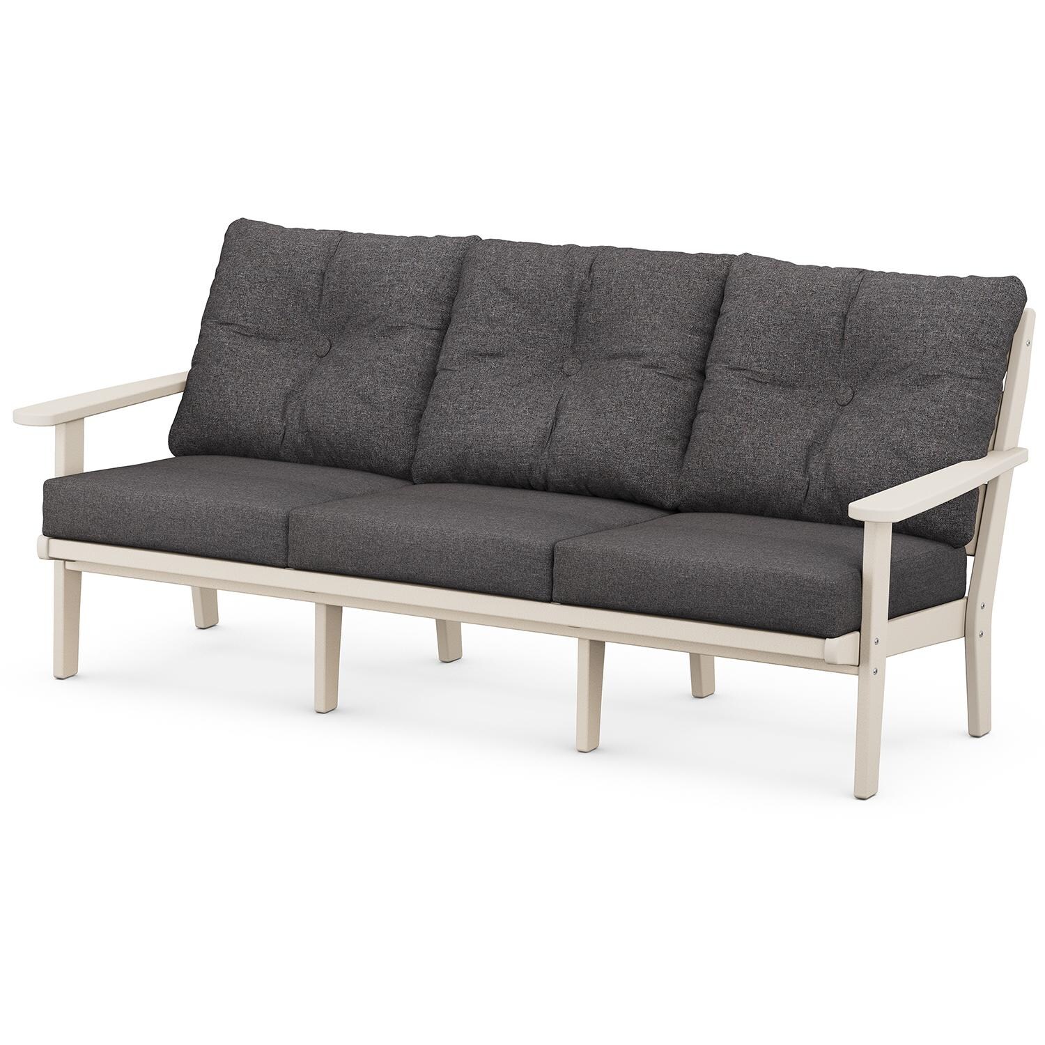 Lakeside Recycled Plastic Sofa in Sand/Ash Charcoal by POLYWOOD