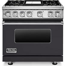 Viking Professional 7 Series 36-Inch 4 Burner Natural Gas Dual Fuel Range With Griddle - Graphite Gray - VDR7364GGG image