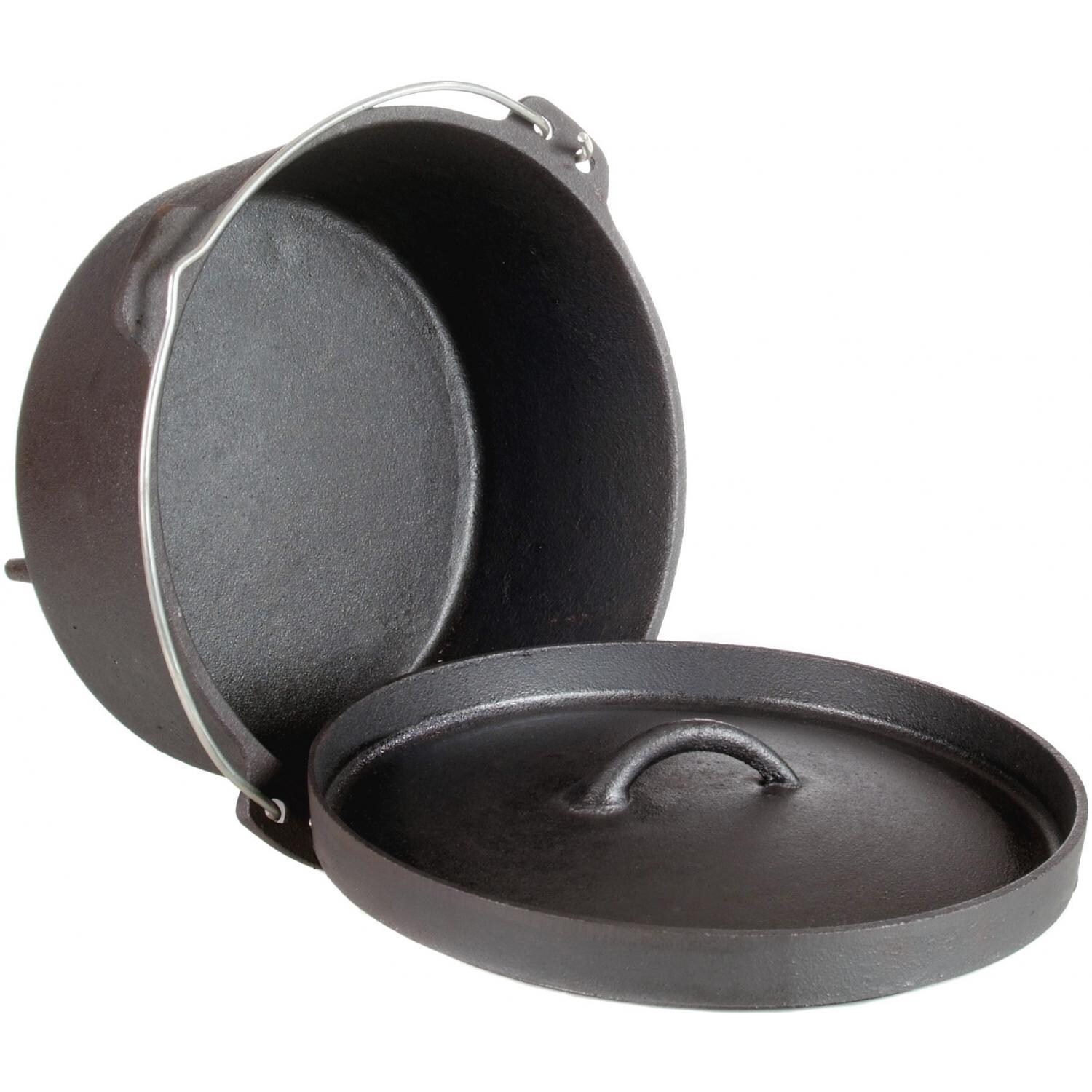 Cajun Cookware 12-Quart Seasoned Cast Iron Camp Pot With Legs - Inside View thumbnail