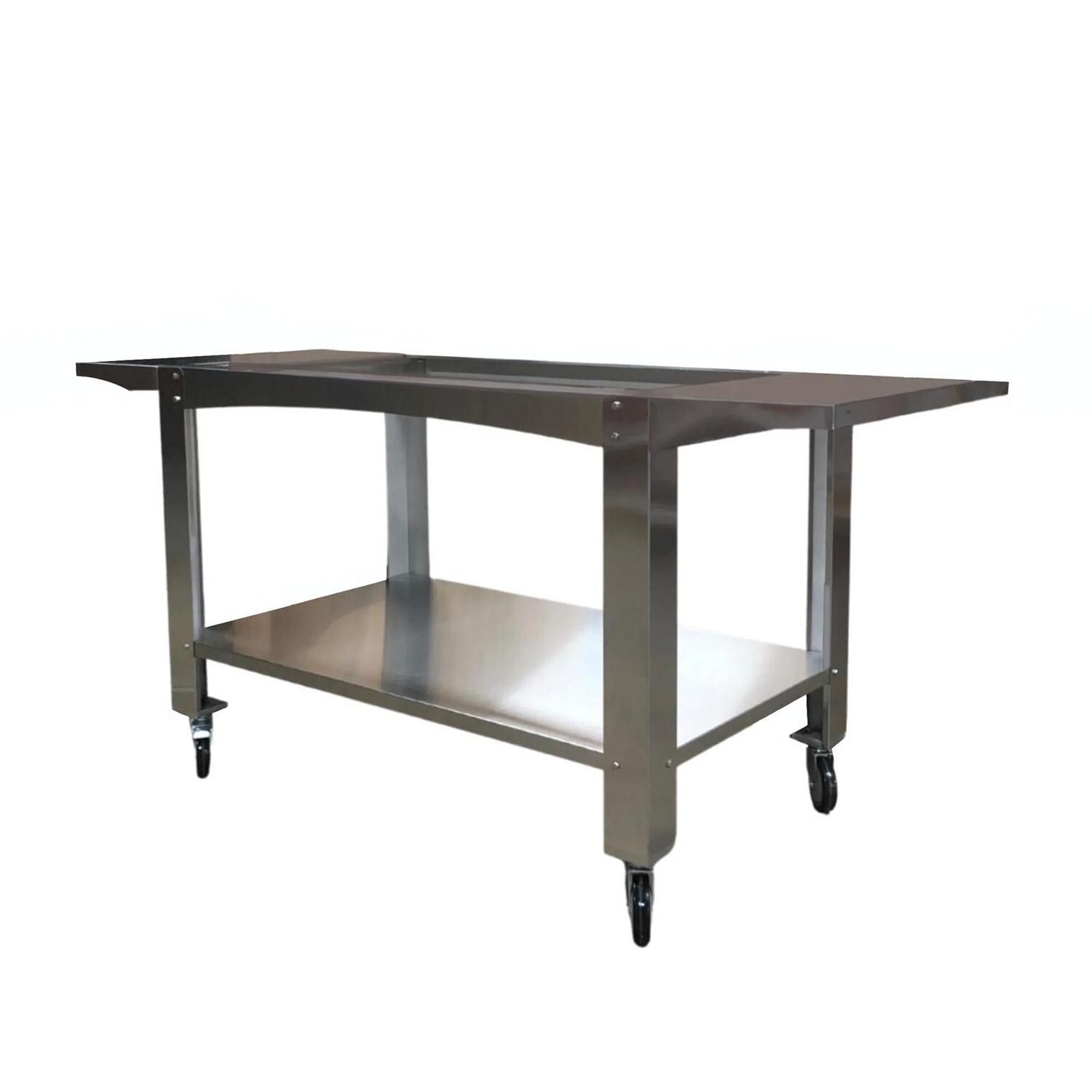 WPPO WKCT-4S Stainless Steel Cart for Karma 55-in Wood Fired Pizza Oven - Side View - White Background thumbnail