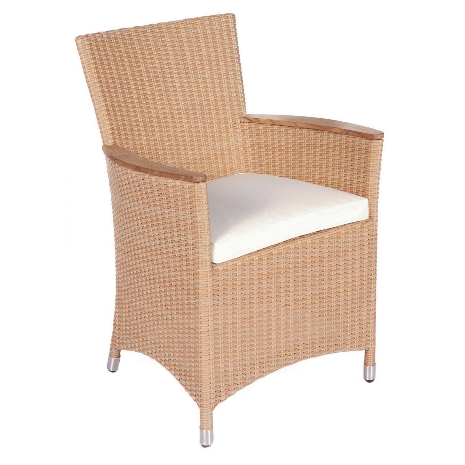 Royal Teak Collection Helena Wicker Patio Dining Chair - Honey Wicker / White Cushion thumbnail