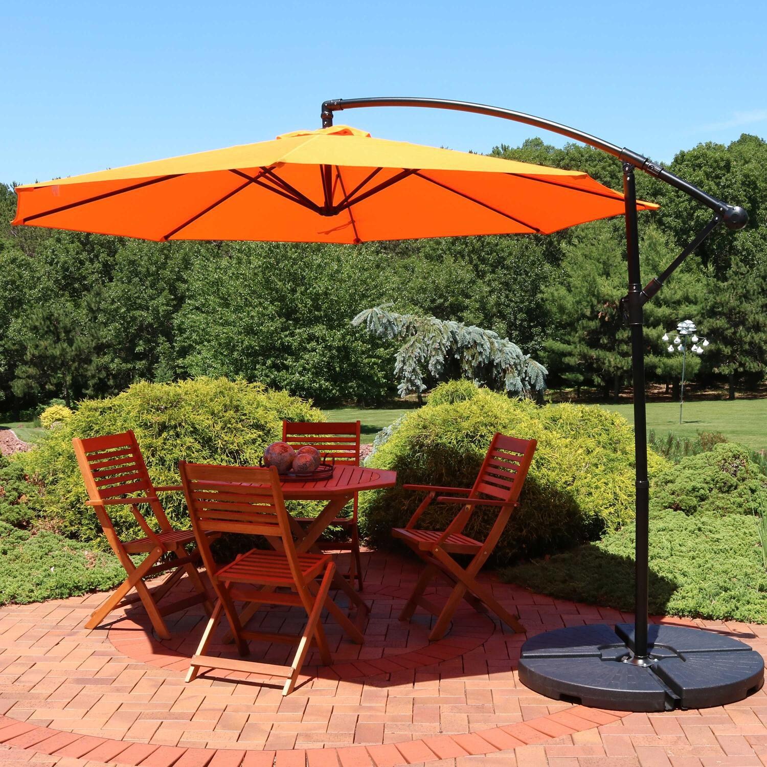 Ultimate Patio 9.5 Ft. Octagonal Patio Cantilever Umbrella W/ Crank - Tangerine