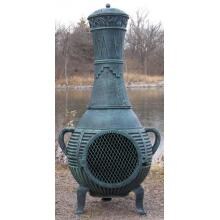 The Blue Rooster Pine Style Cast Aluminum Chiminea With Propane Gas Conversion Kit - Antique Green image