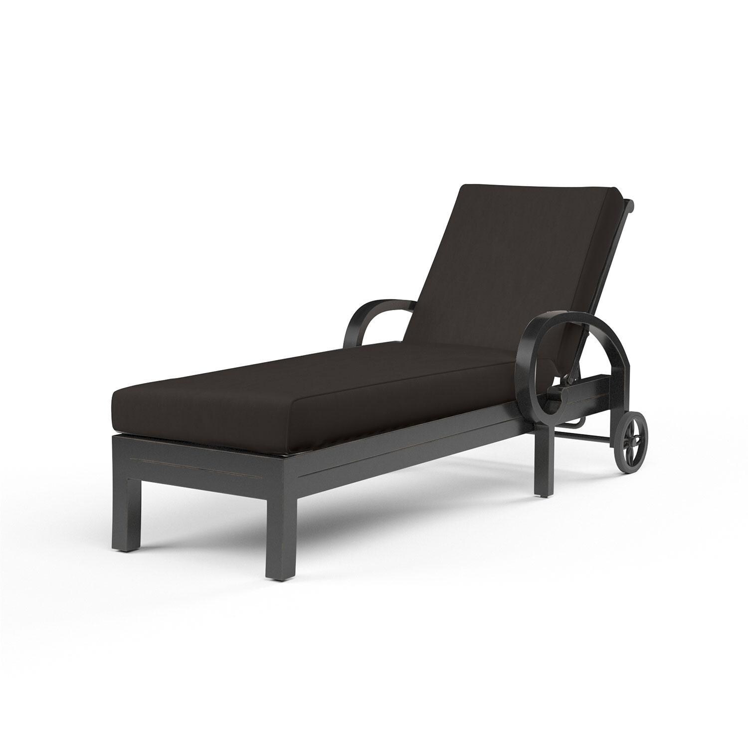 Monterey Aluminum Patio Chaise Lounge in Spectrum Carbon w/ Self Welt By Sunset West - Display - White Background thumbnail