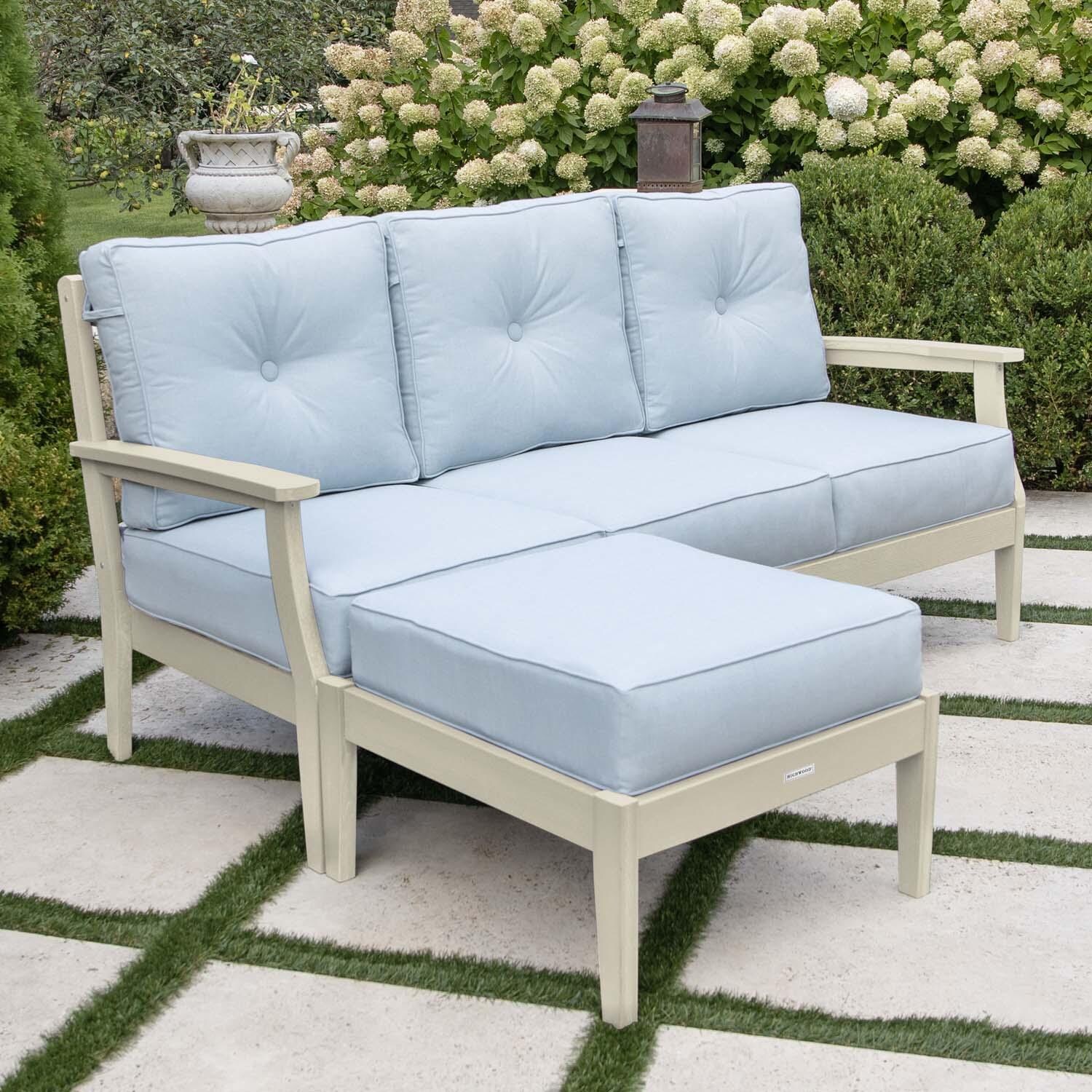Blushing Bay 2 Pc Recycled Plastic Seating Set in Bliss Dew/Whitewash by Lakeview Outdoor Designs - Angled View - Lifestyle thumbnail