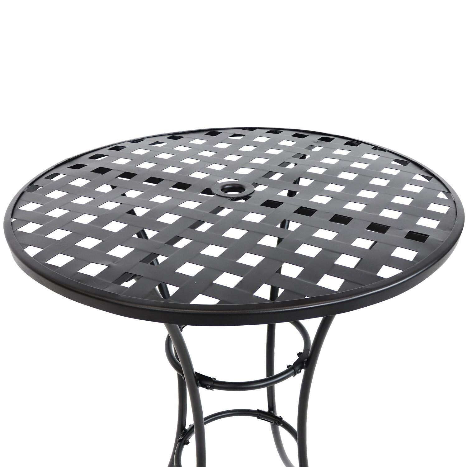 Ultimate Patio 3-Piece Wrought Iron Patio Bar Set With Scrolling Design - Black - Table Detail thumbnail