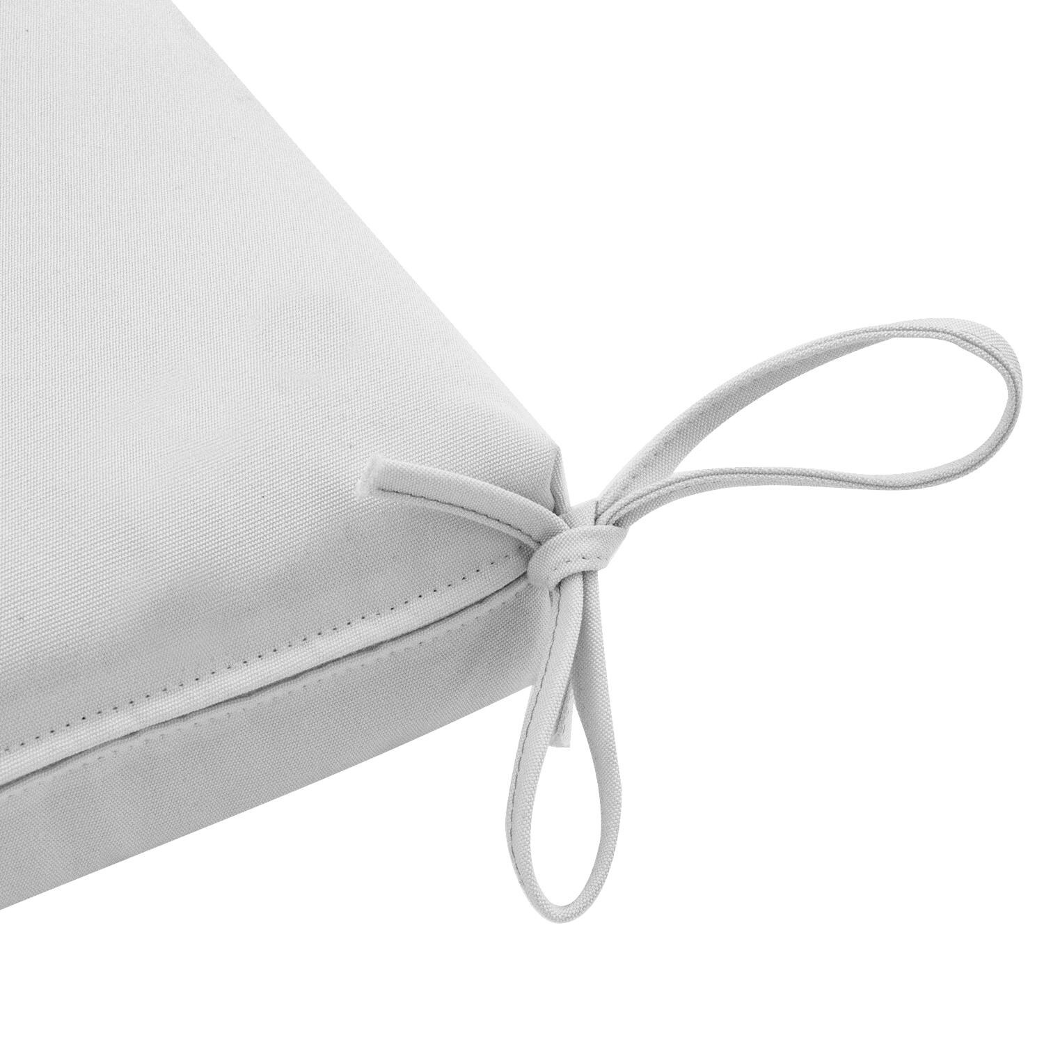 Sunbrella Canvas Natural Medium Outdoor Replacement Bench Cushion W/ Knife Edge By UltimatePatio.com - Tie Detail thumbnail