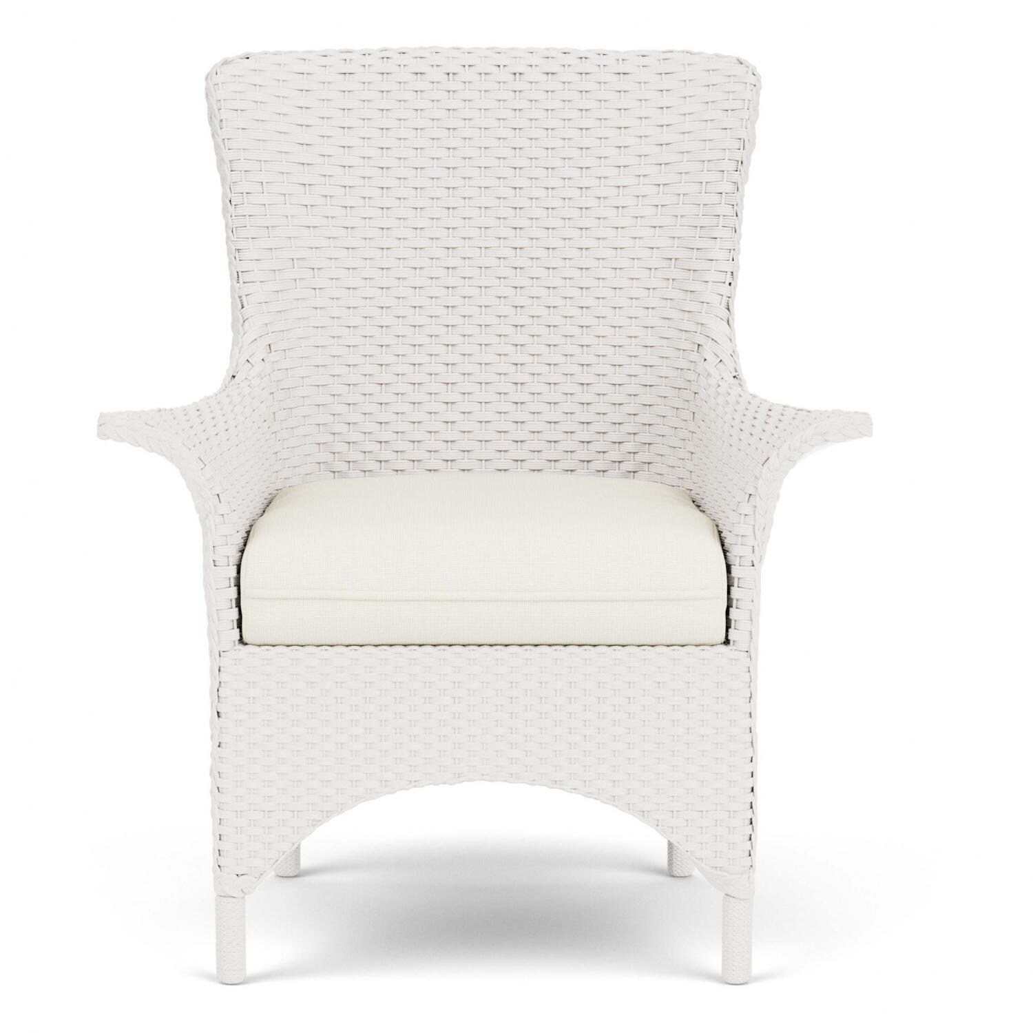 Mandalay Wicker Dining Arm Chair in White/Sailcloth Salt By Lloyd Flanders