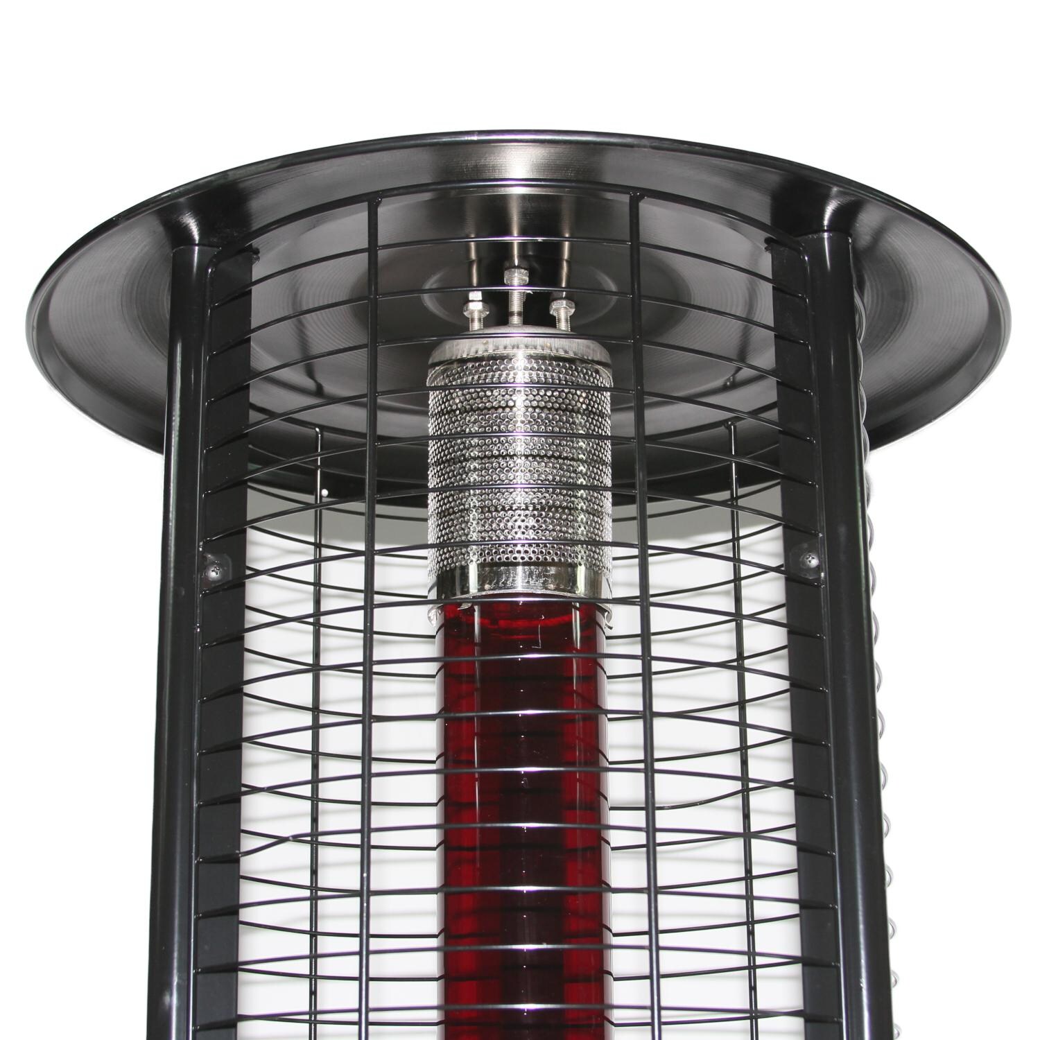 RADtec EF-Ruby 80-Inch Ellipse Flame Patio Heater - Black with Ruby Glass - Reflector View thumbnail