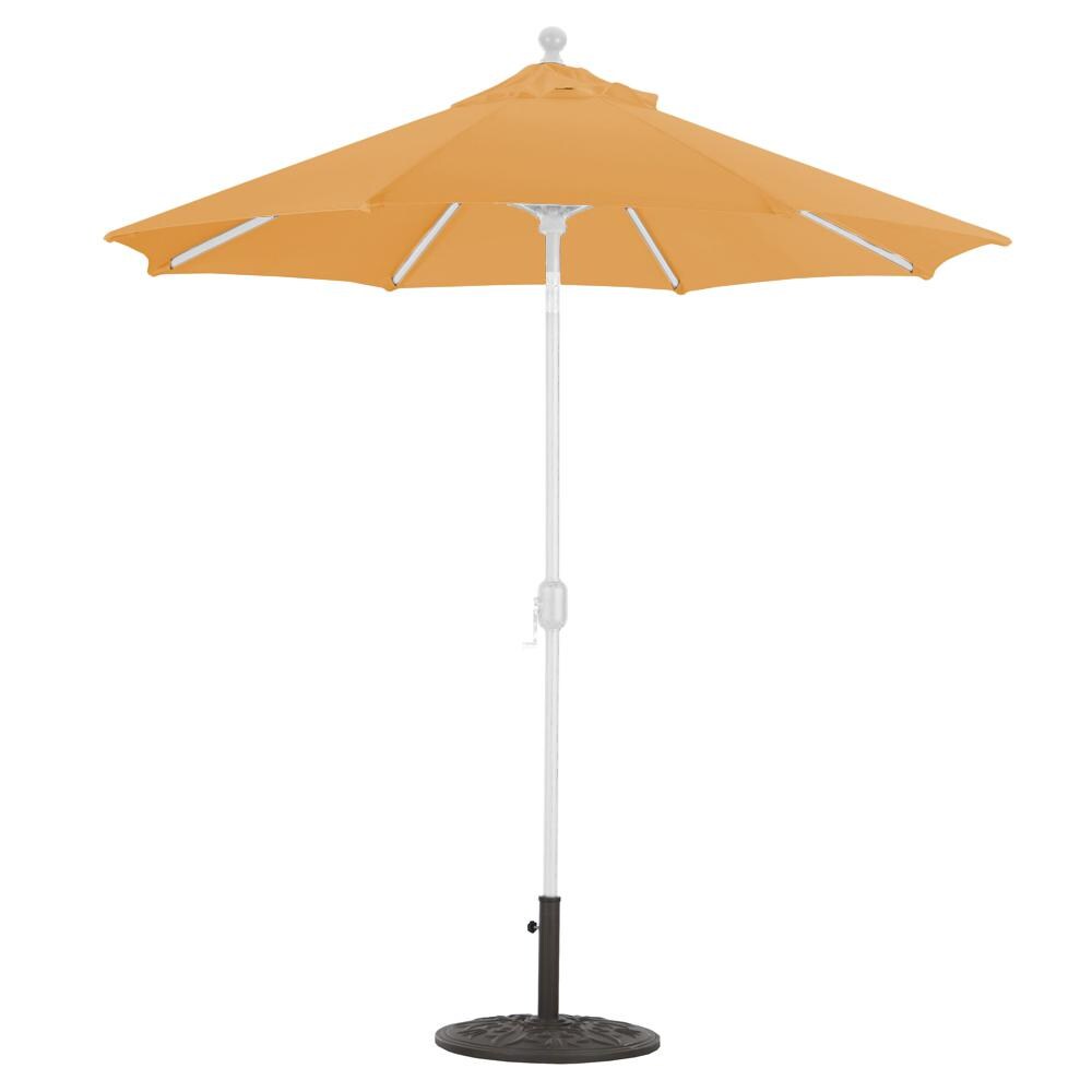 Galtech 7.5 Ft. Octagonal Aluminum Patio Market Umbrella W/ Crank Lift And Deluxe Auto Tilt - White Frame W/ Sunbrella Canvas Tangerine Canopy