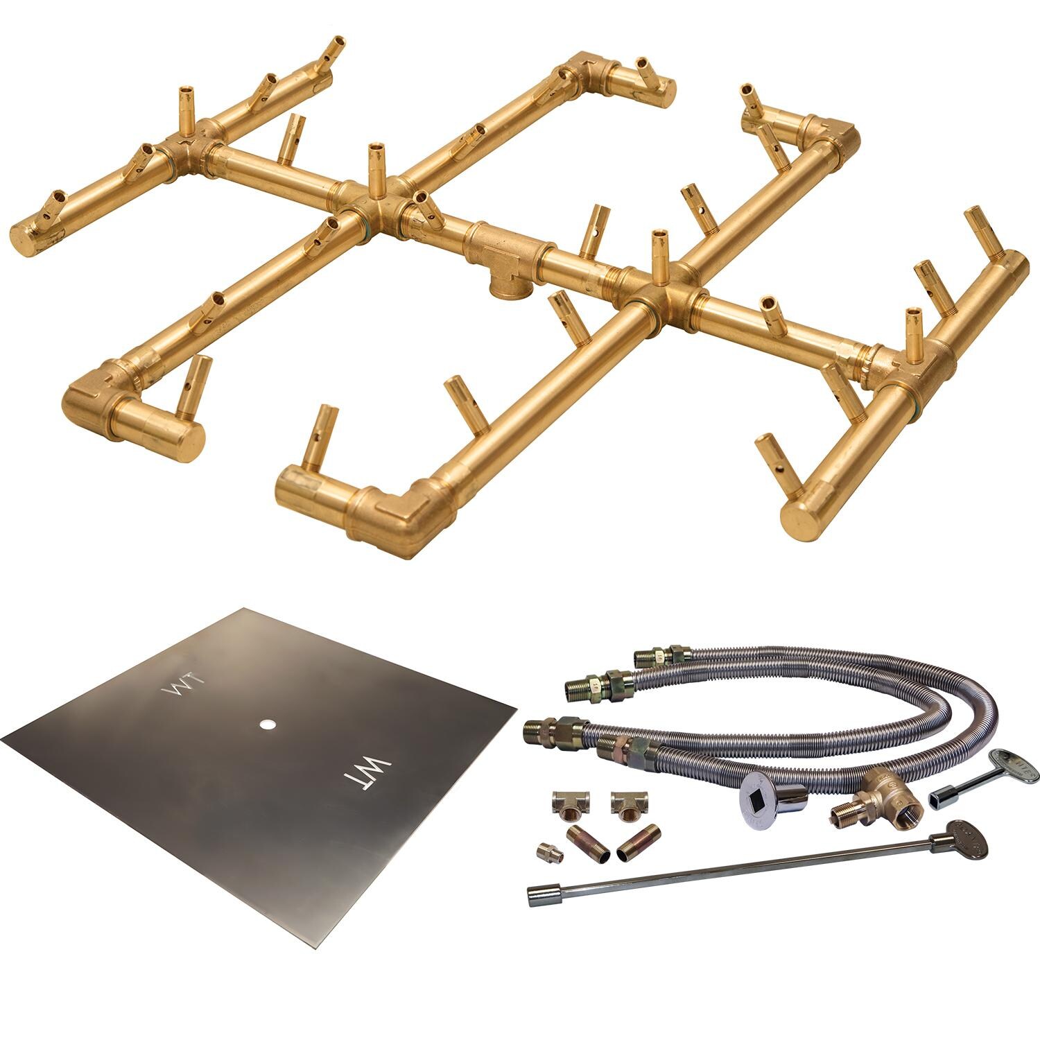 Warming Trends CFB290NGALPL36SFK2 36-Inch Square Natural Gas Fire Pit Burner Kit W/ 21.5-Inch Original Crossfire Brass Burner - Match Light Ignition thumbnail