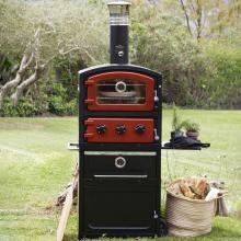 Fornetto Alto 19-Inch Wood-Fired Outdoor Pizza Oven And Smoker On Cart - Brick Red - 82-1002 image