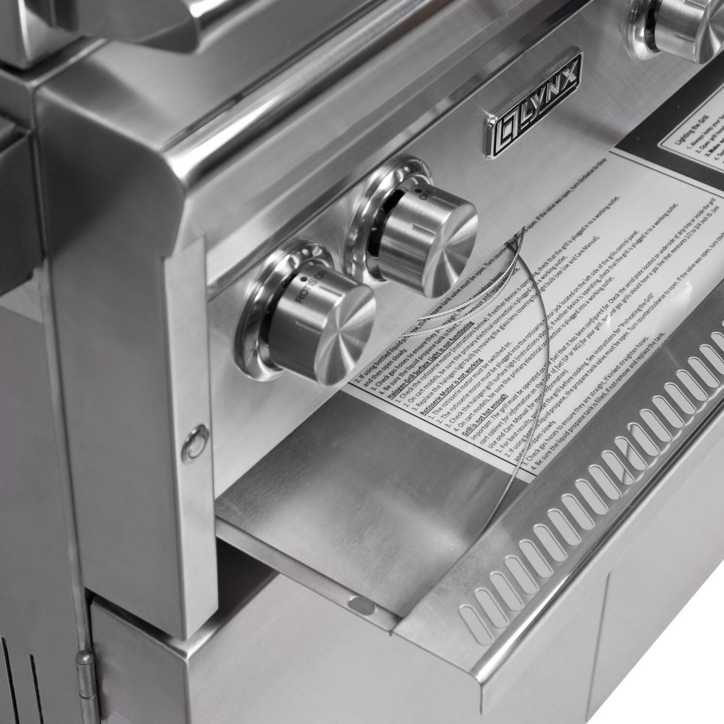 Lynx L30TR-CALP Professional 30 Inch Built-In Propane Gas Grill w/ One Infrared Trident Burner & Rotisserie in California Poppy - Drip Tray - Detail
