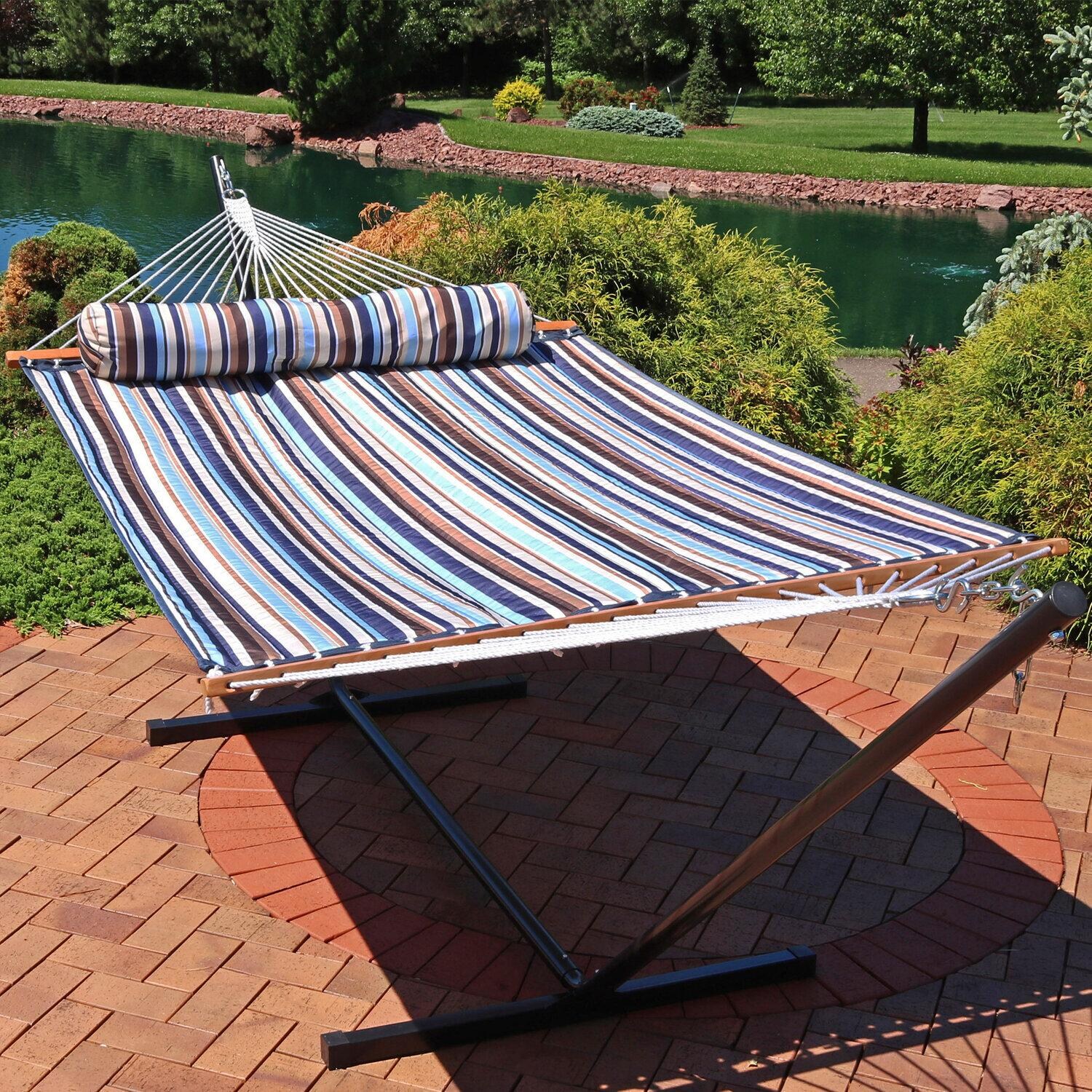 Ultimate Patio Quilted Double Hammock w/ Pillow - Ocean Isle - Lifestyle thumbnail
