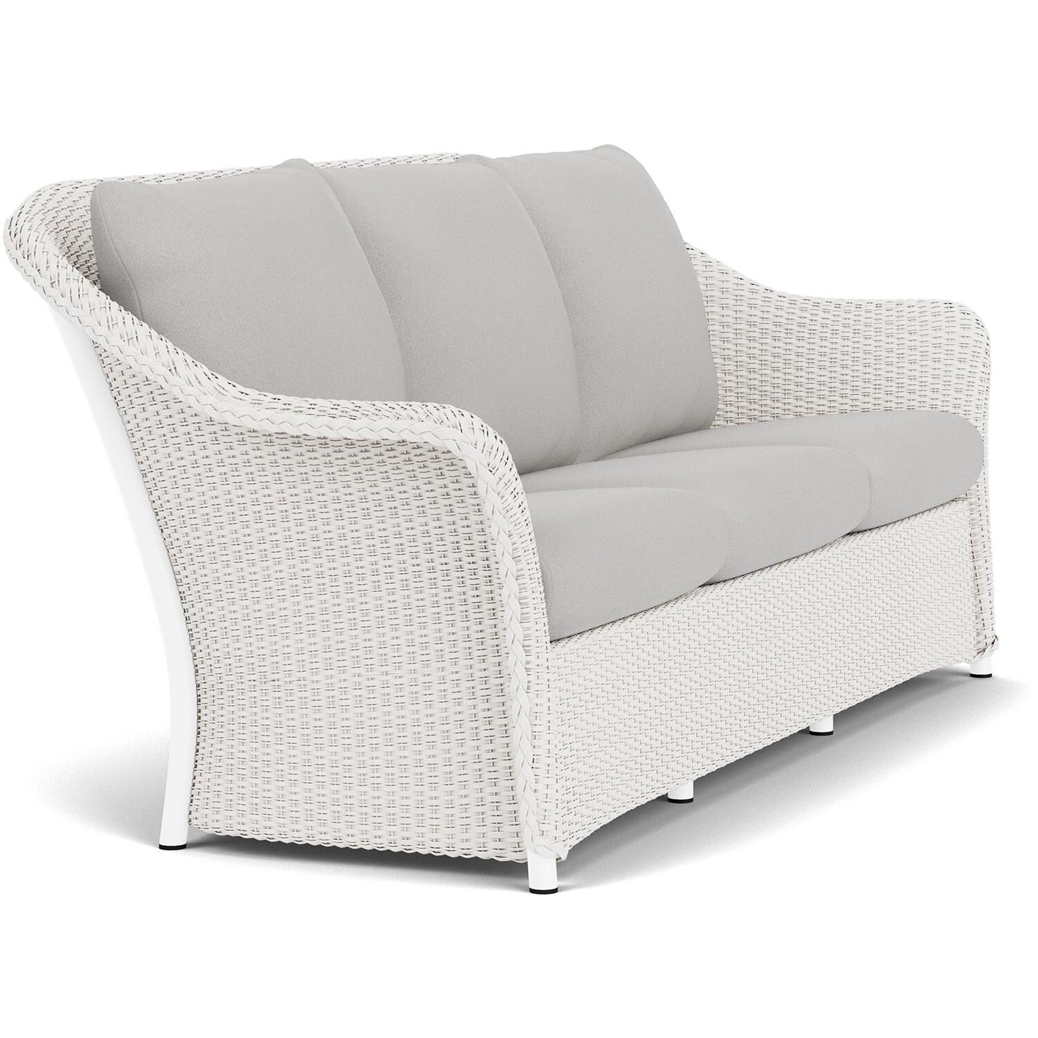 Lloyd Flanders Weekend Retreat Sofa in White Finish W/ Tundra Dove Fabric - Angled thumbnail